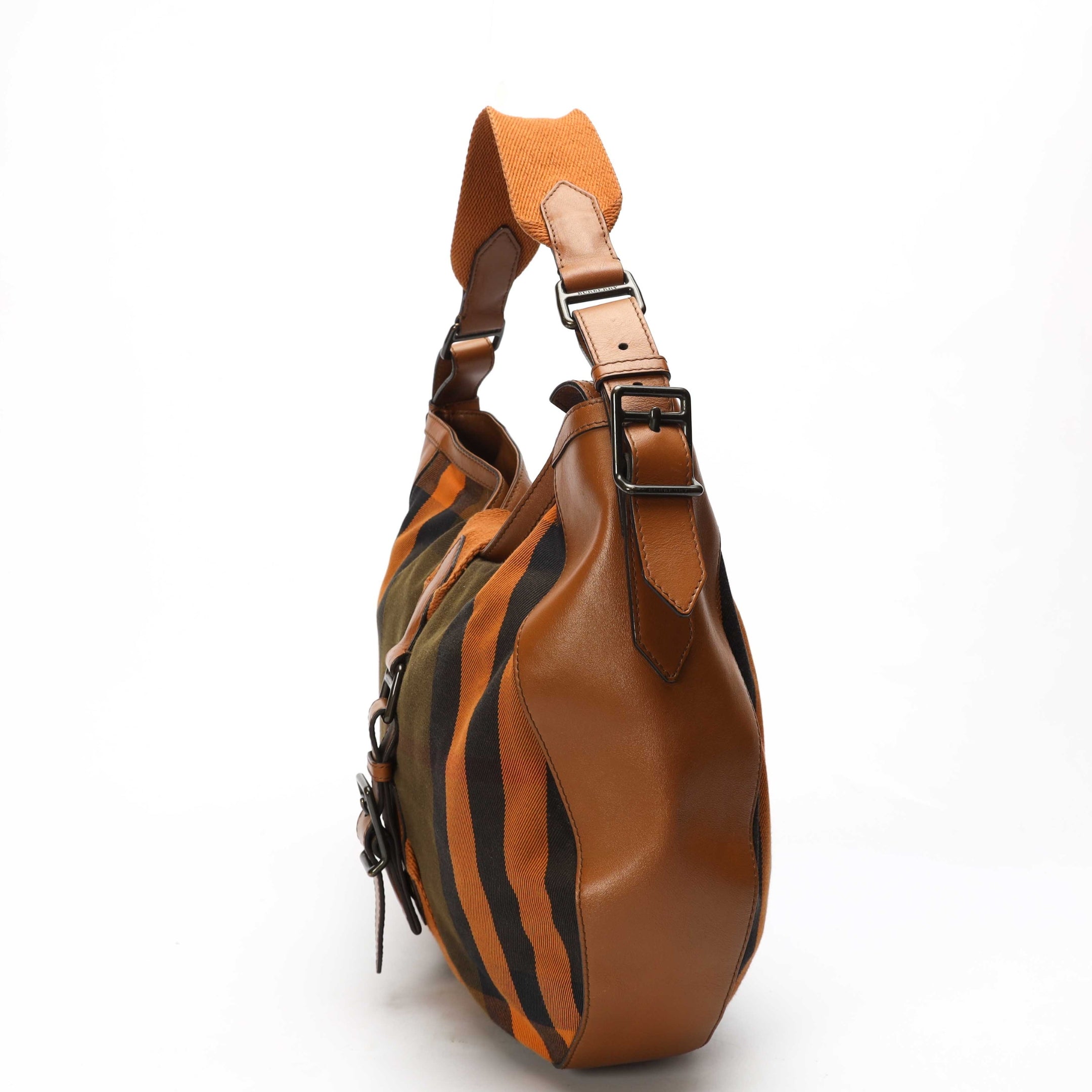 Burberry Brown/Orange Vintage Check Ashwood Hobo Bag