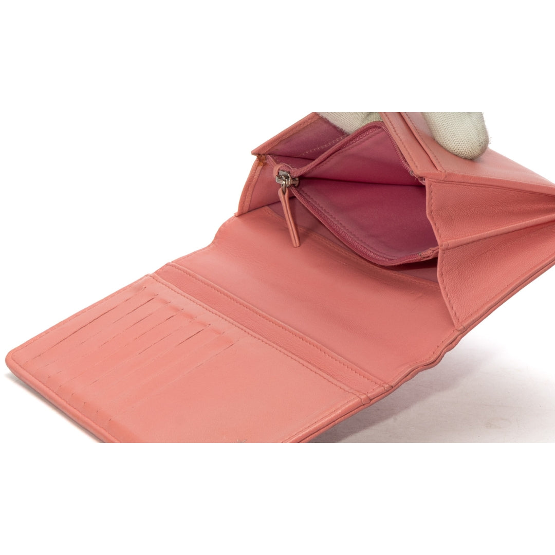 Chanel Pink Lambskin Camellia Wallet