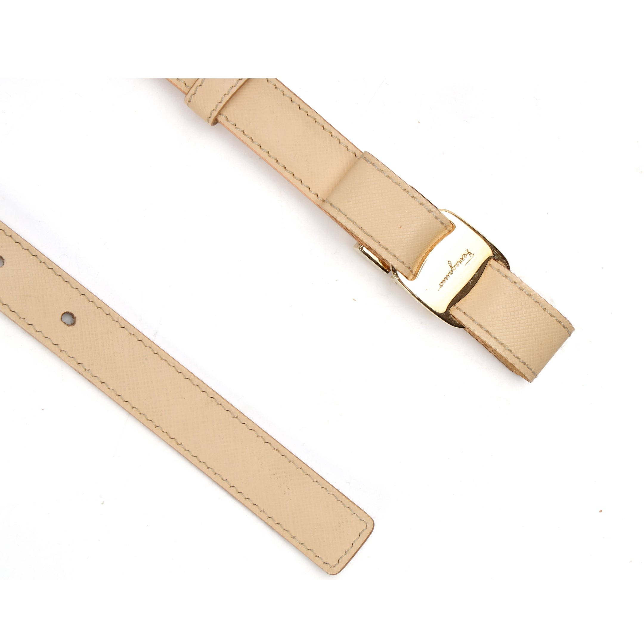 Salvatore Ferragamo Beige Vara Bow Belt