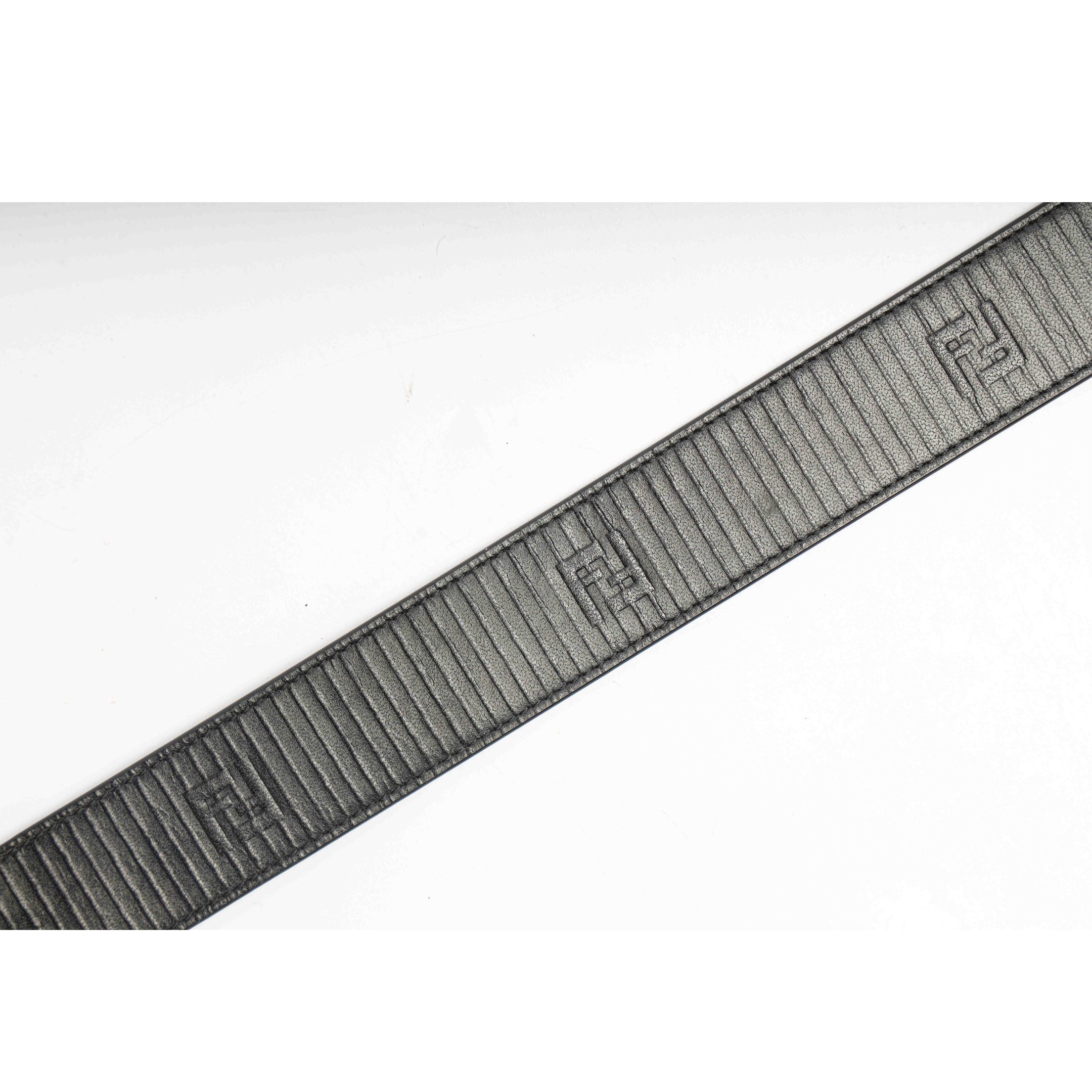 Fendi Black FF Leather Buckle Belt