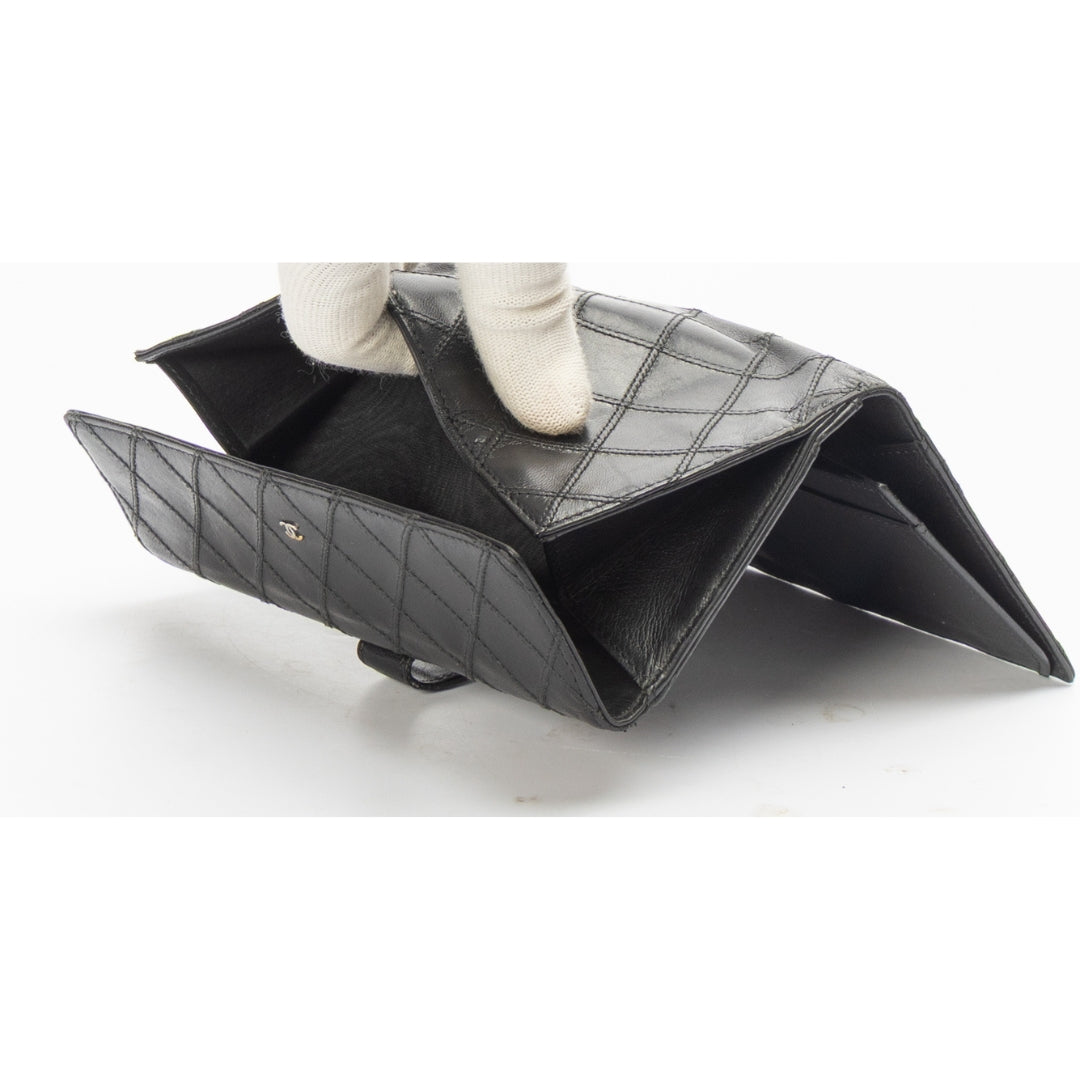 Chanel Black Quilted Continental Flap Wallet