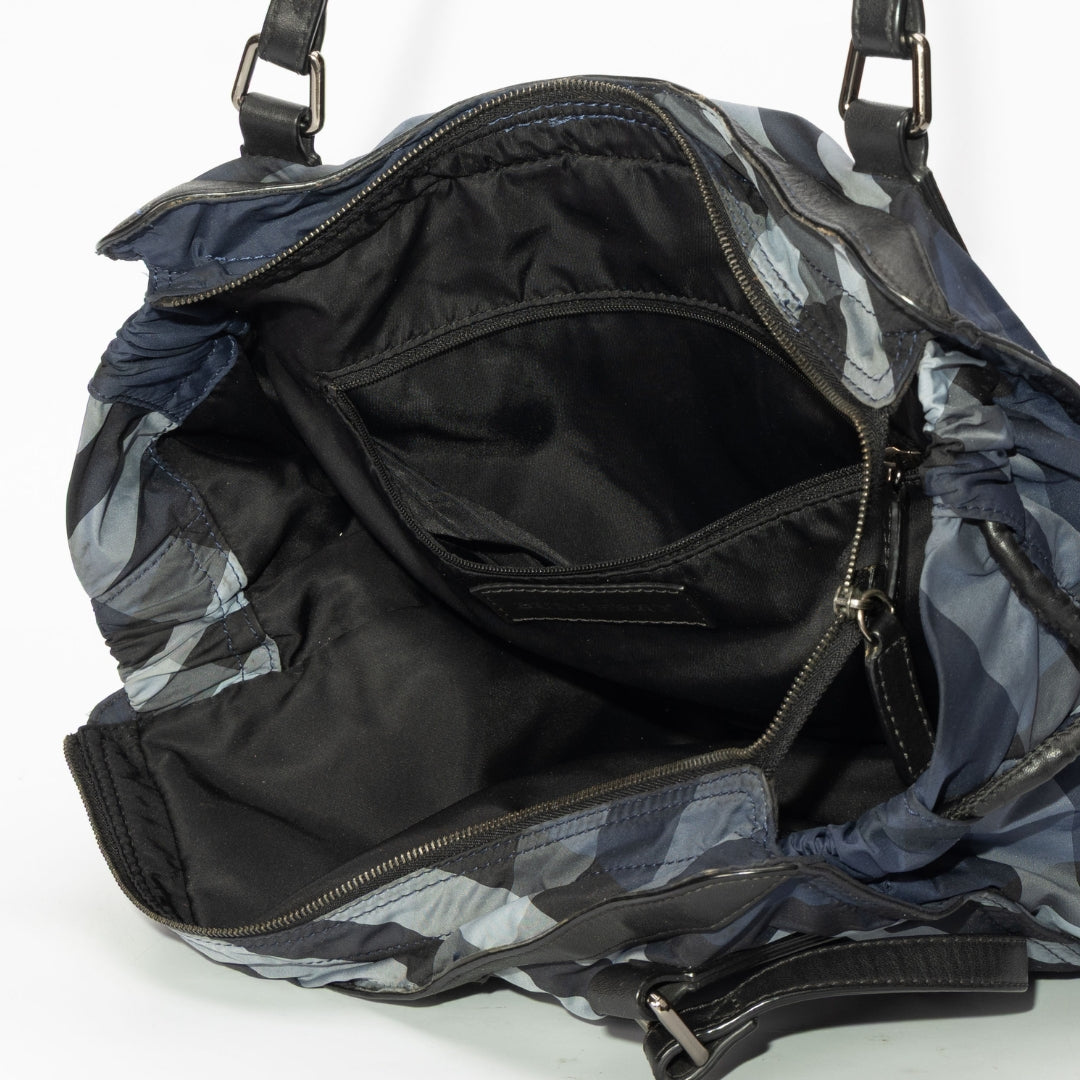 Burberry Blue Mega Check Nylon & Leather Buckleigh Tote