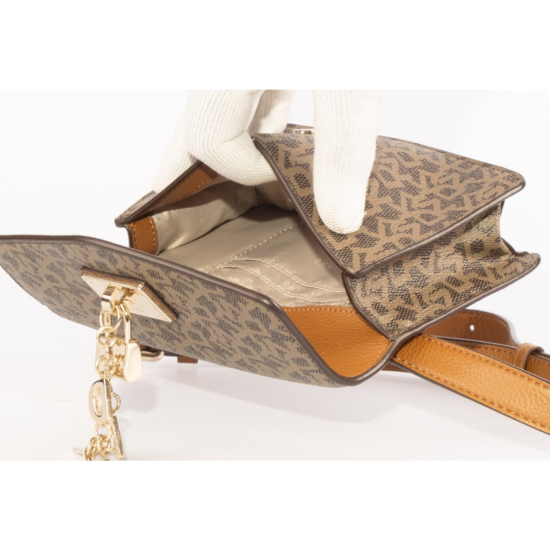 DKNY Brown Monogram and Leather Trim Belt Bag