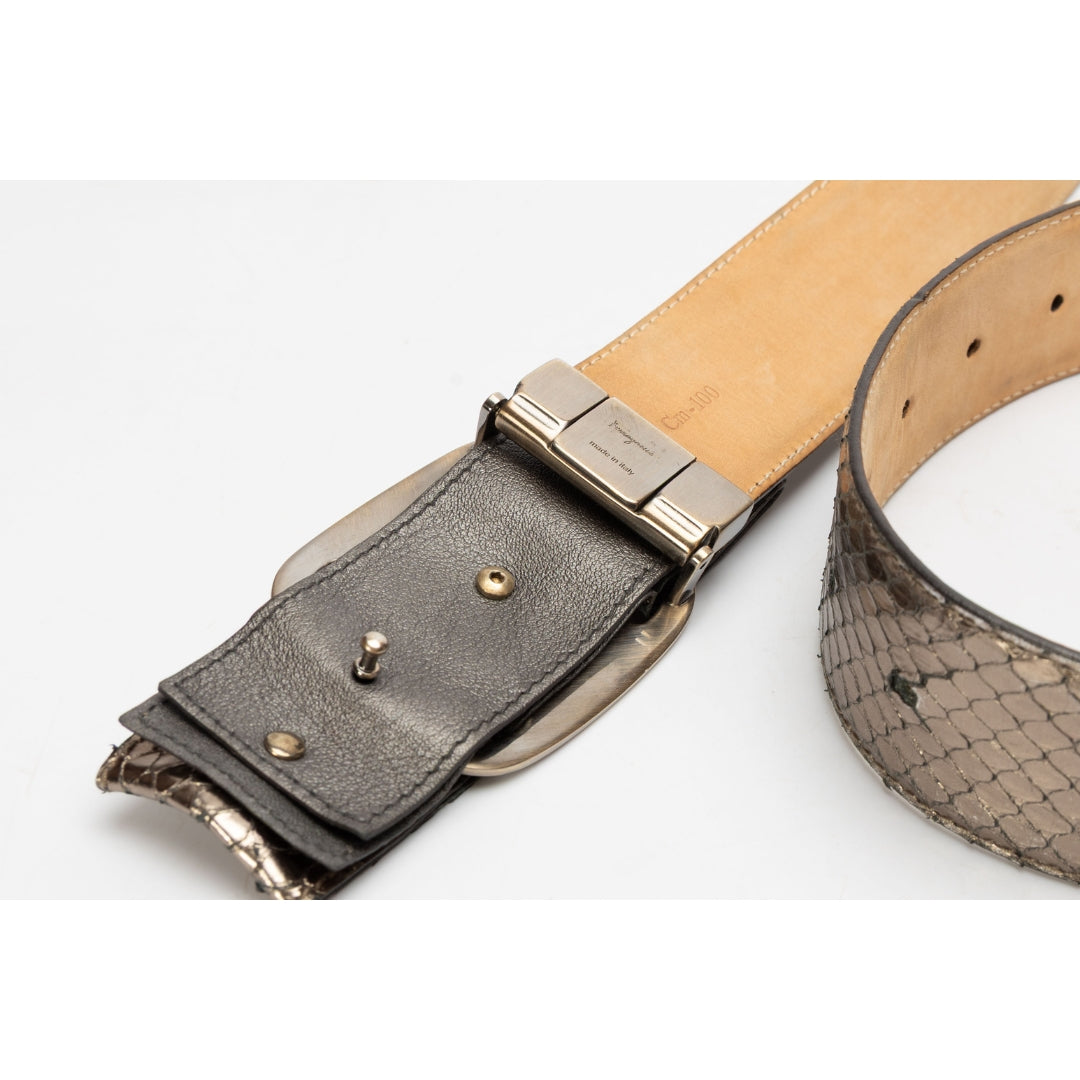Salvatore Ferragamo Python Metallic Leather Belt