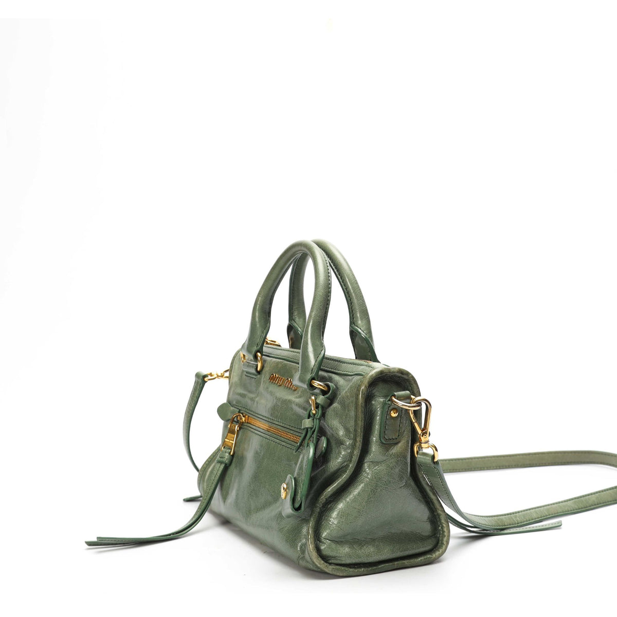 Miu Miu Vitello Shine Small Bauletto Handbag