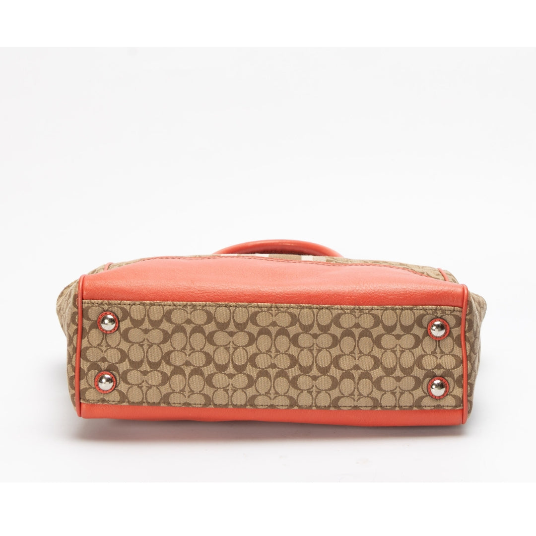 Coach Beige/Orange Signature Canvas Tote