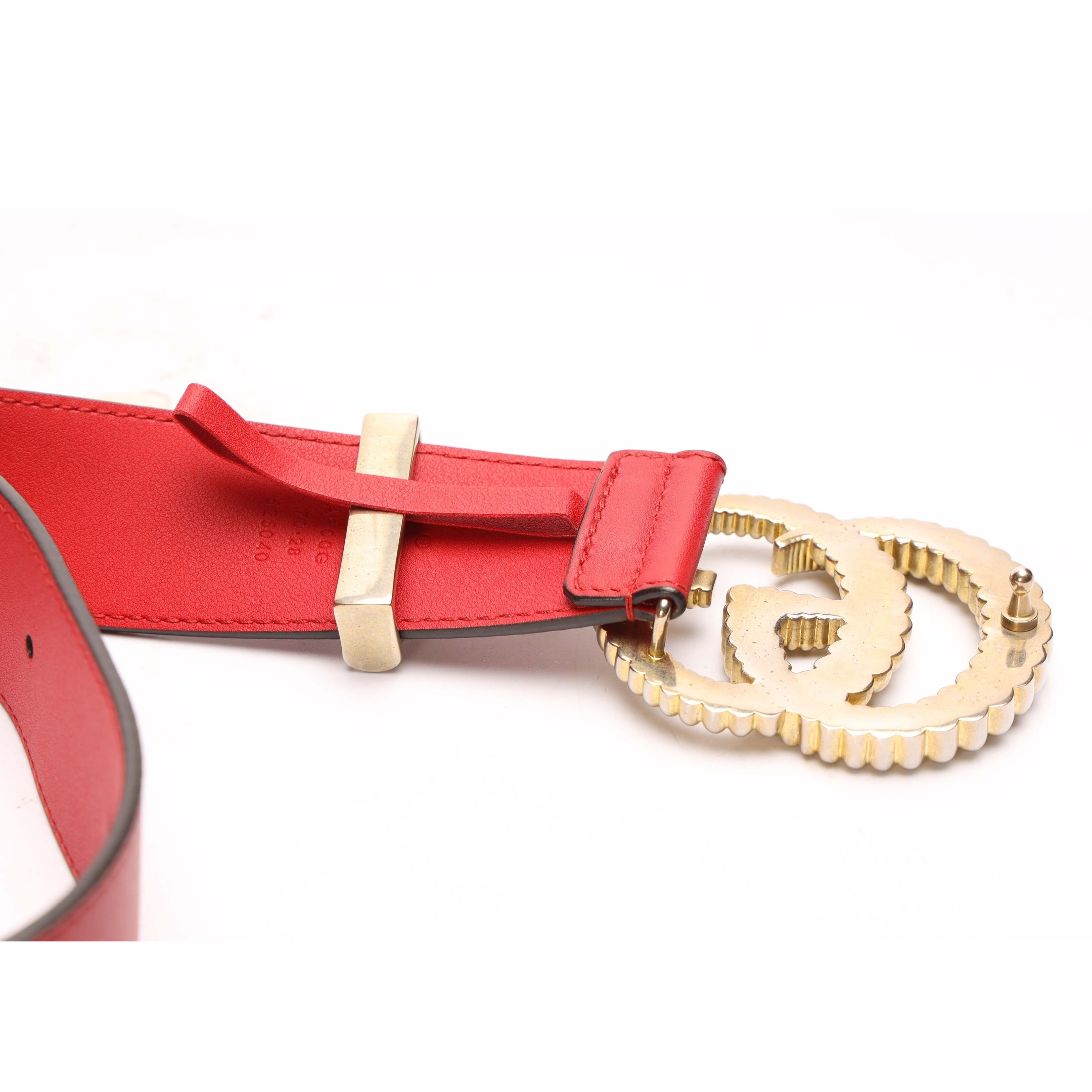 Gucci GG Buckle Red Leather Belt