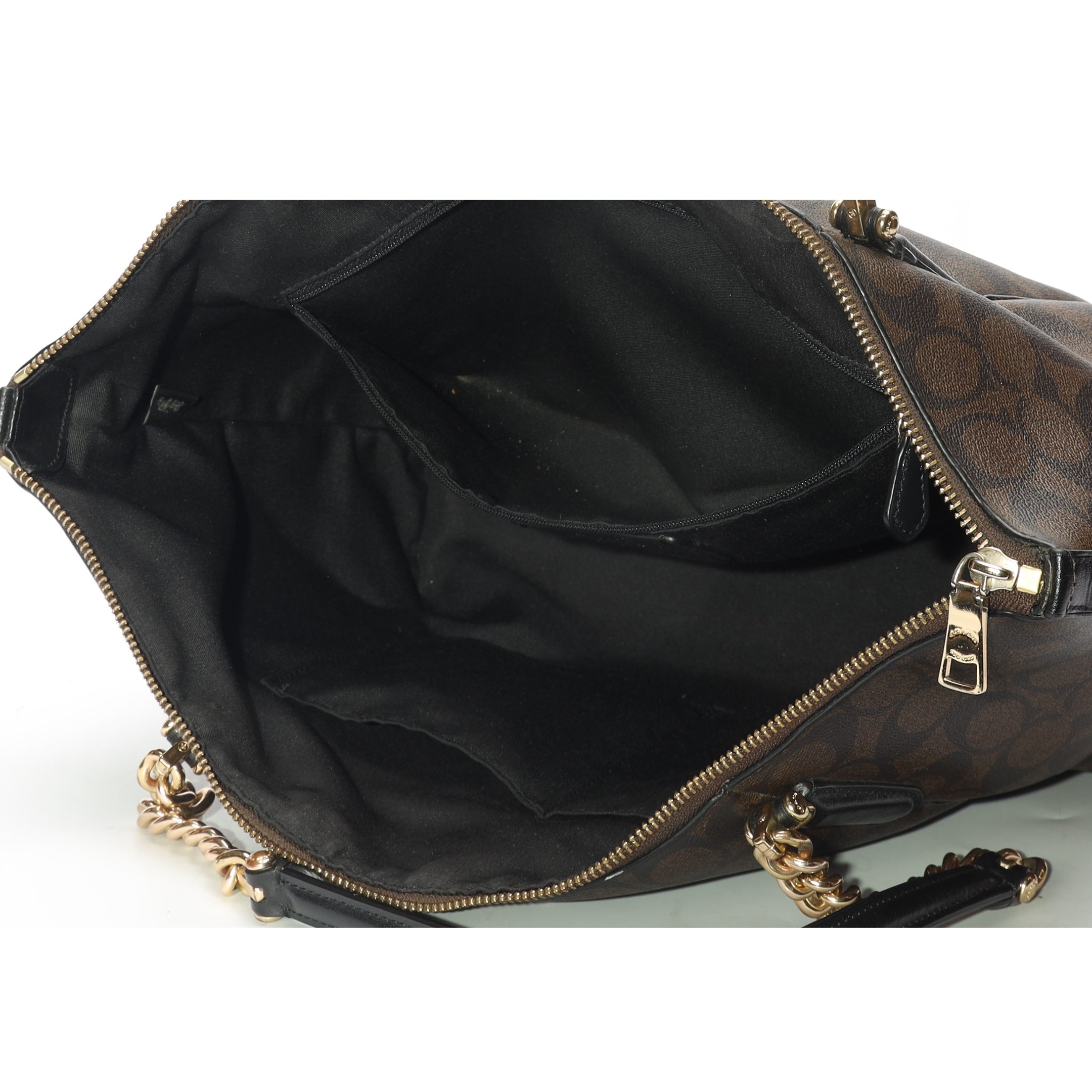 Coach Brown Signature Canvas Ava Chain Tote