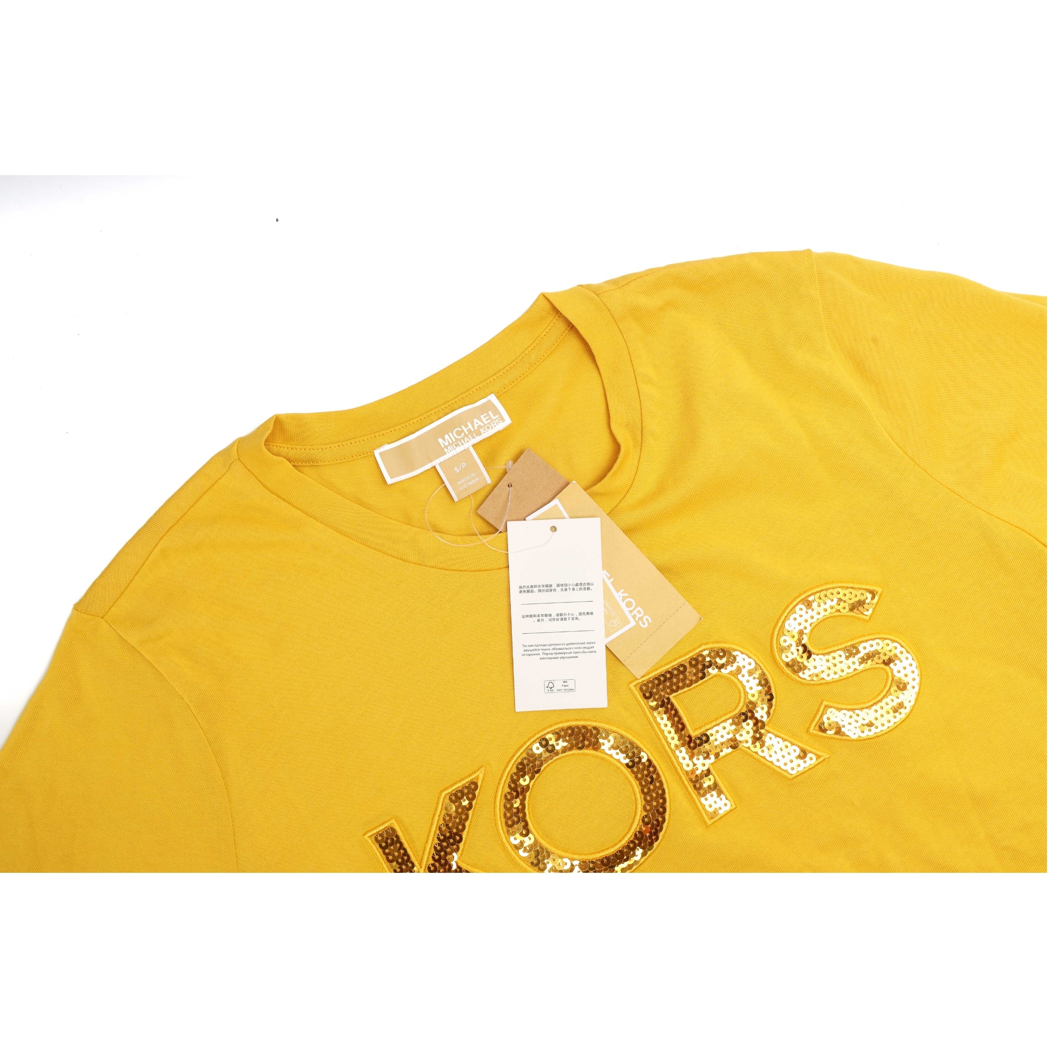 Michael Kors Sequined Yellow Logo T-Shirt