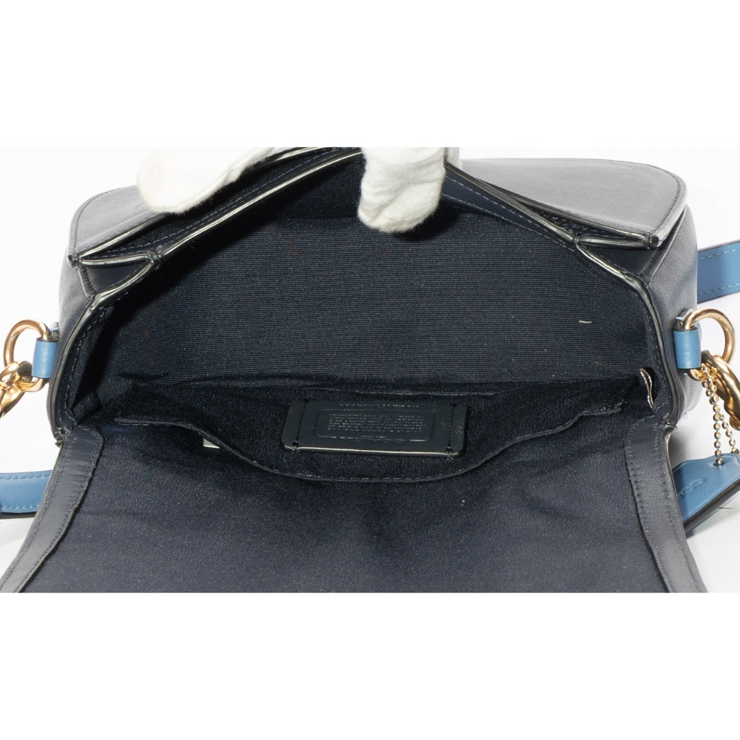Coach Blue Saddle Bag With Horse And Carriage Dot Print