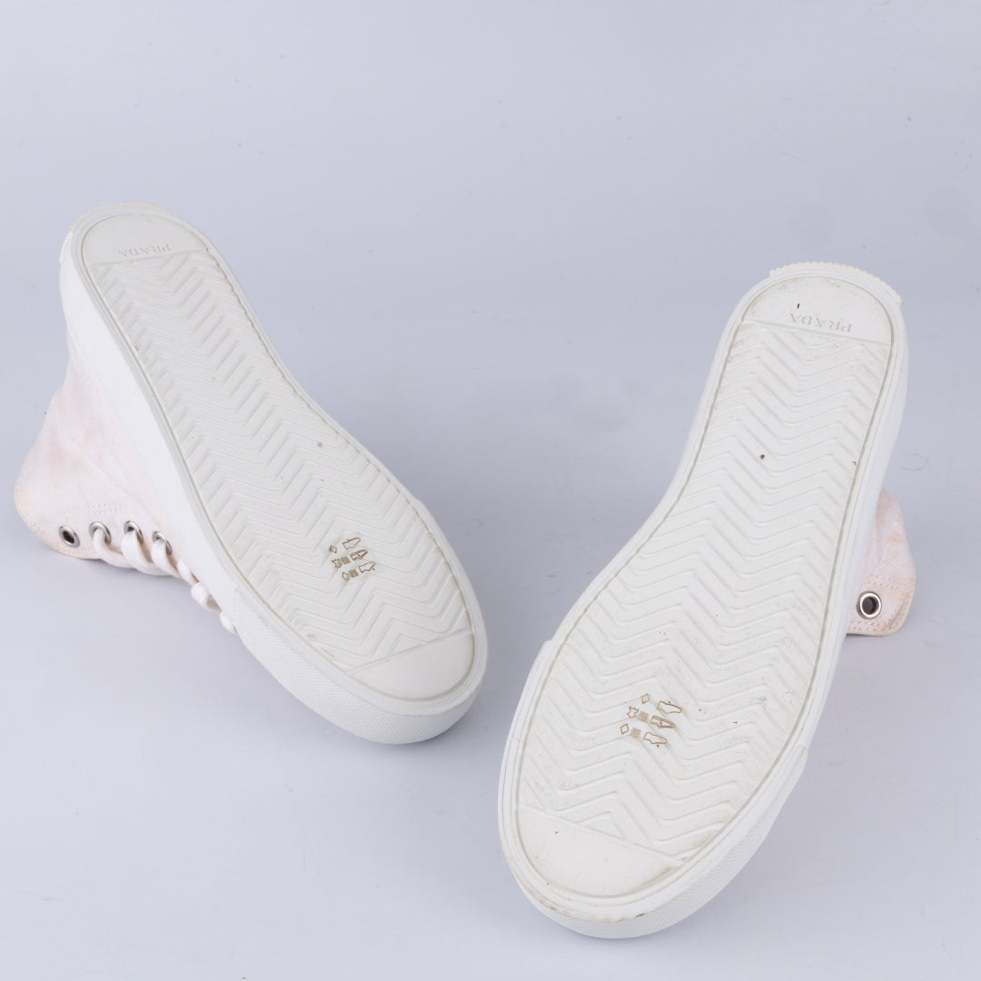 Prada Cap Toe Cloth High Top Sneakers