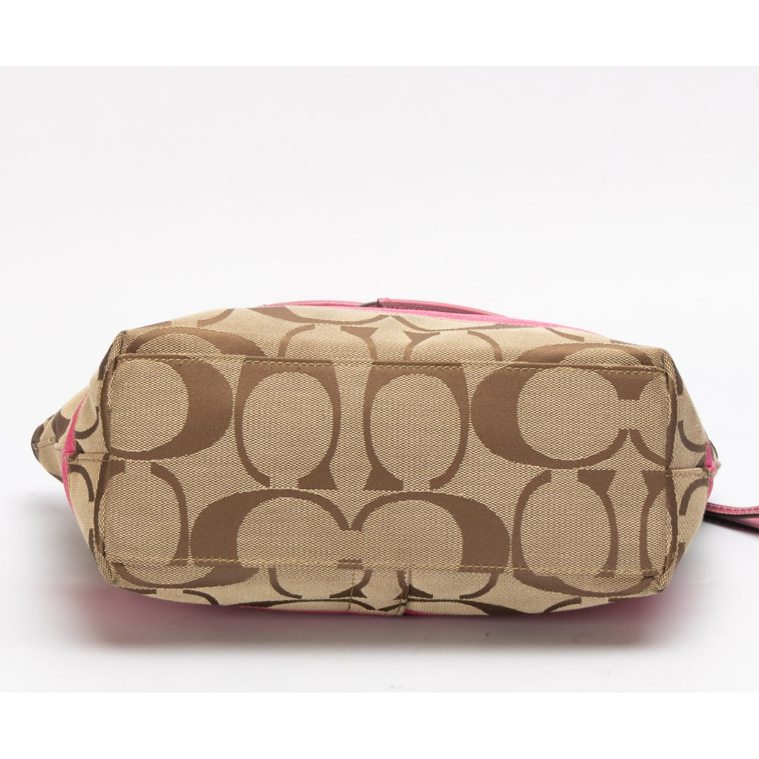 Coach Beige/Pink Signature Canvas Tote