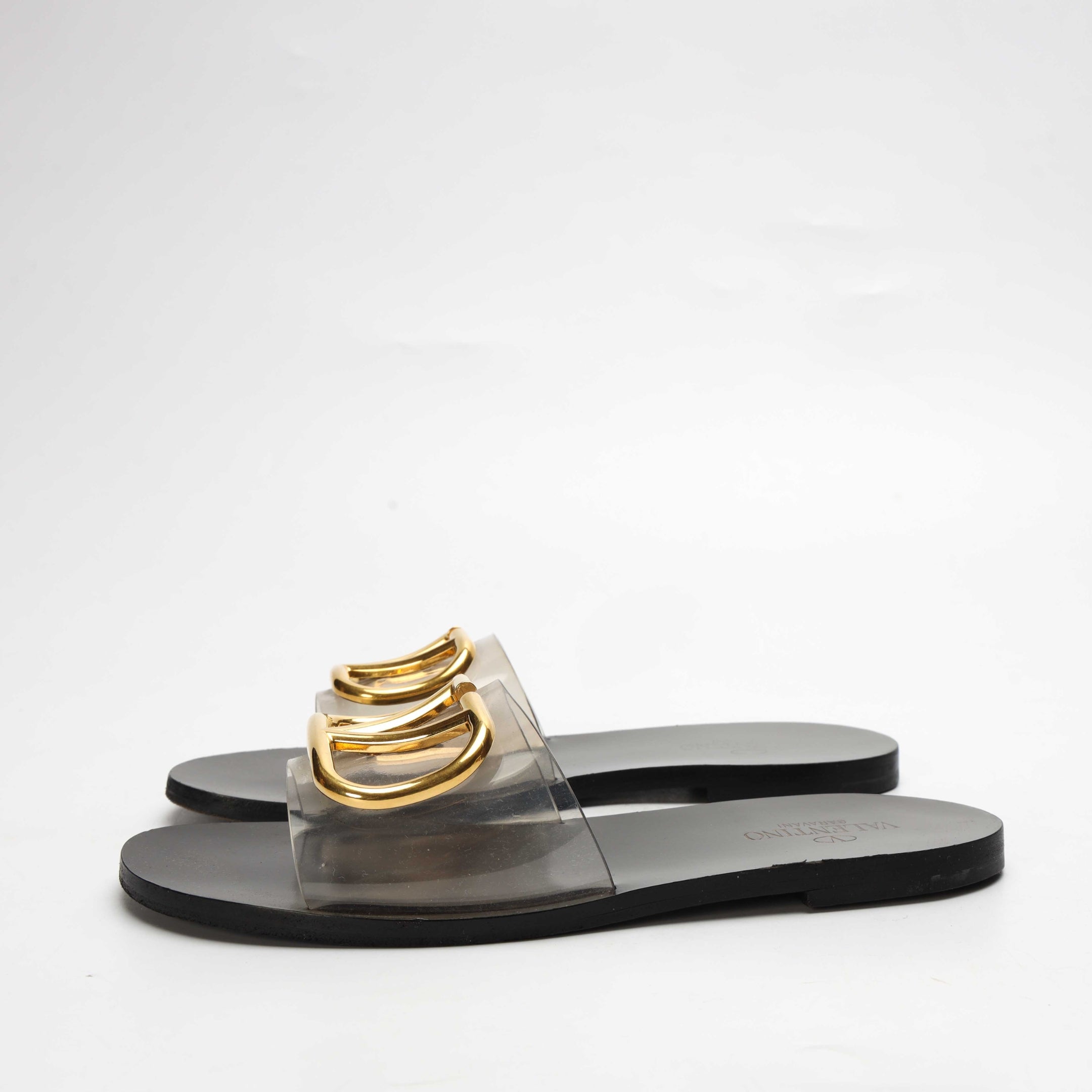 Valentino Transparent VLogo Signature Slide Sandals