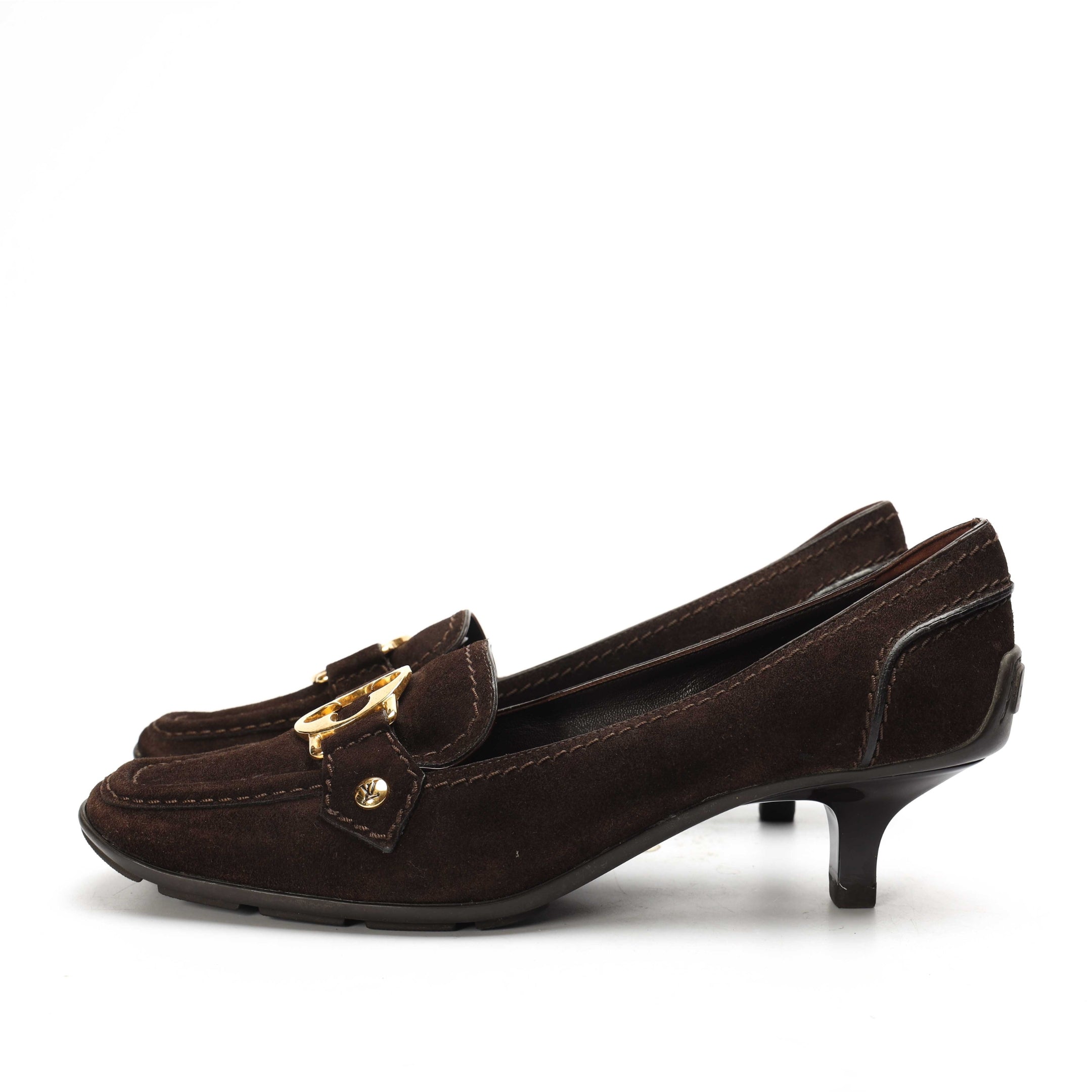 Louis Vuitton Suede Heeled Loafers
