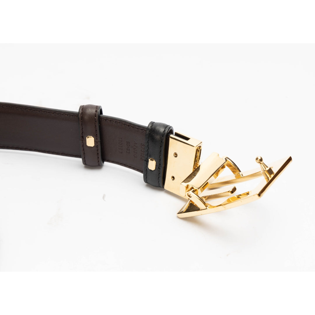 Gucci Logo Buckle Reversible Leather Belt