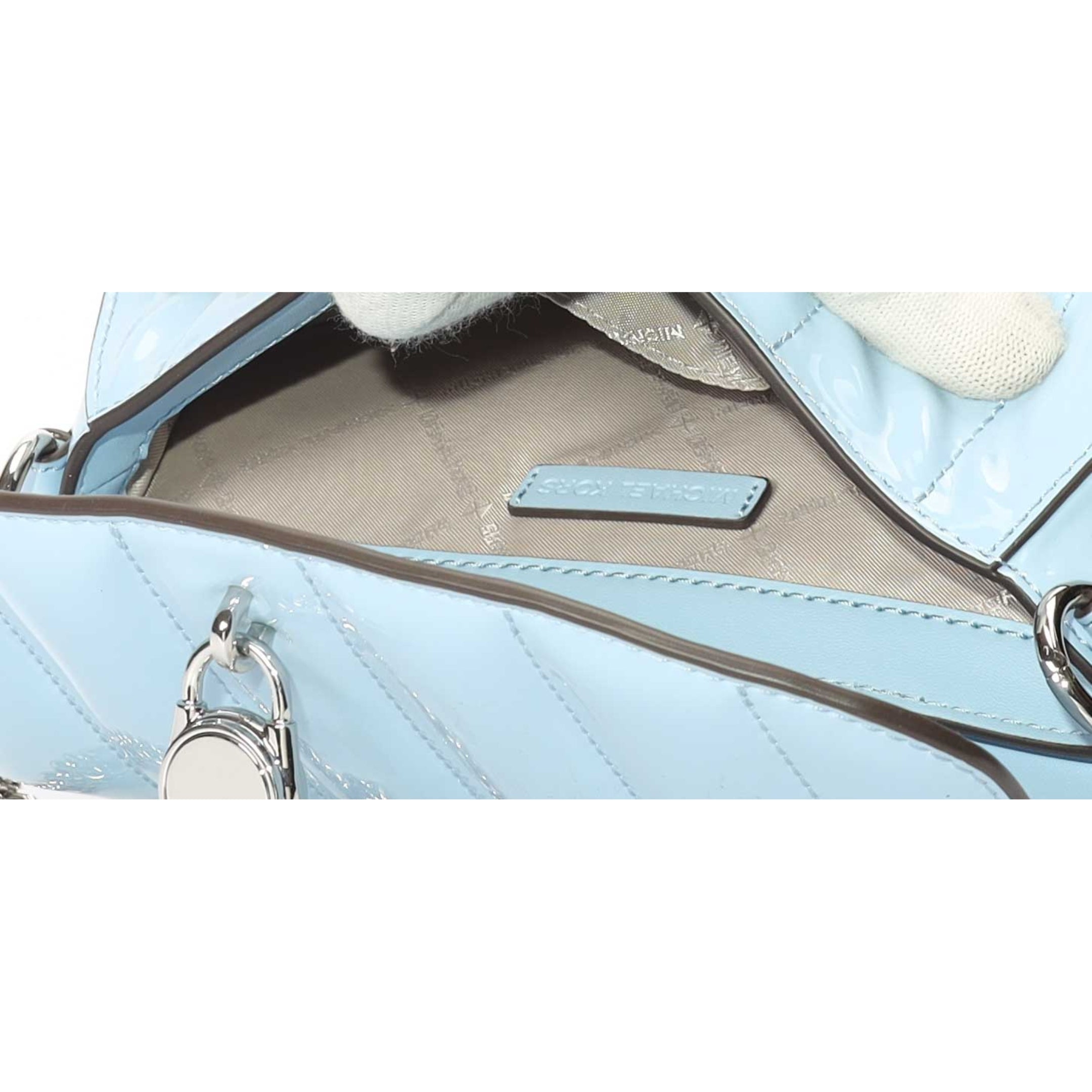 Michael Kors Mila Blue Small Patent Crossbody Bag