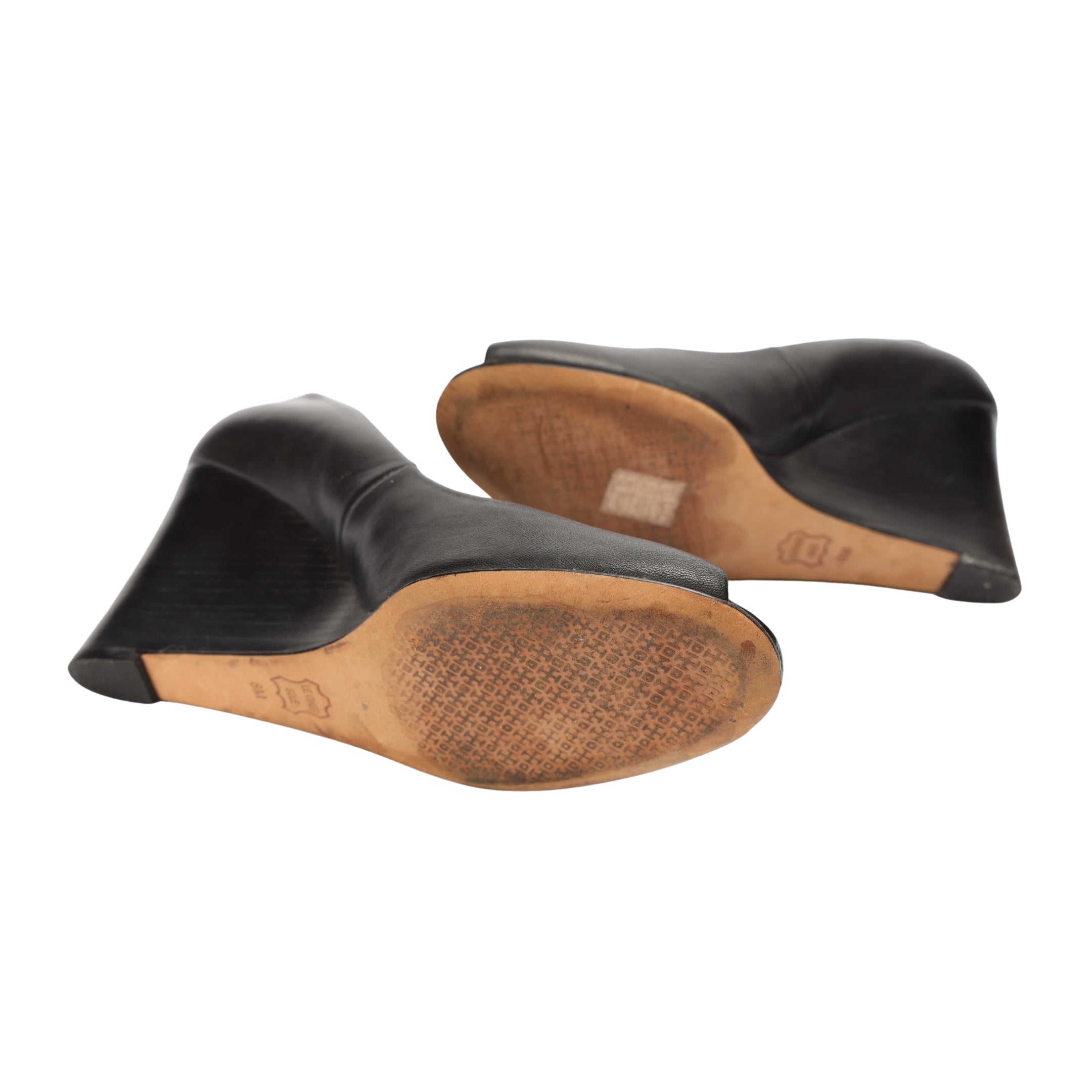 Tory Burch Black Logo Wedge Pumps