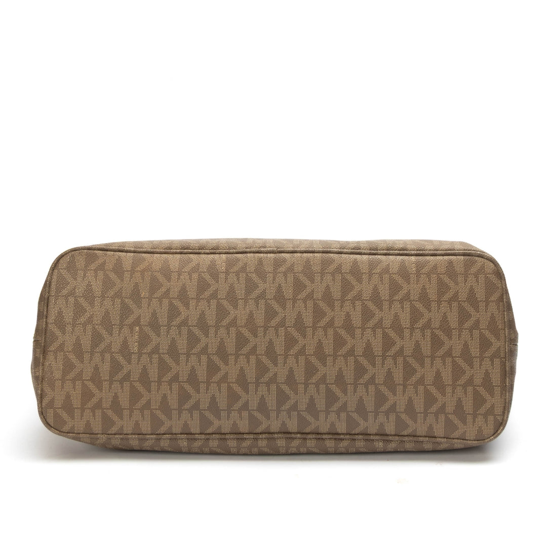 Michael Kors Signature Canvas Leather Jet Set Tote