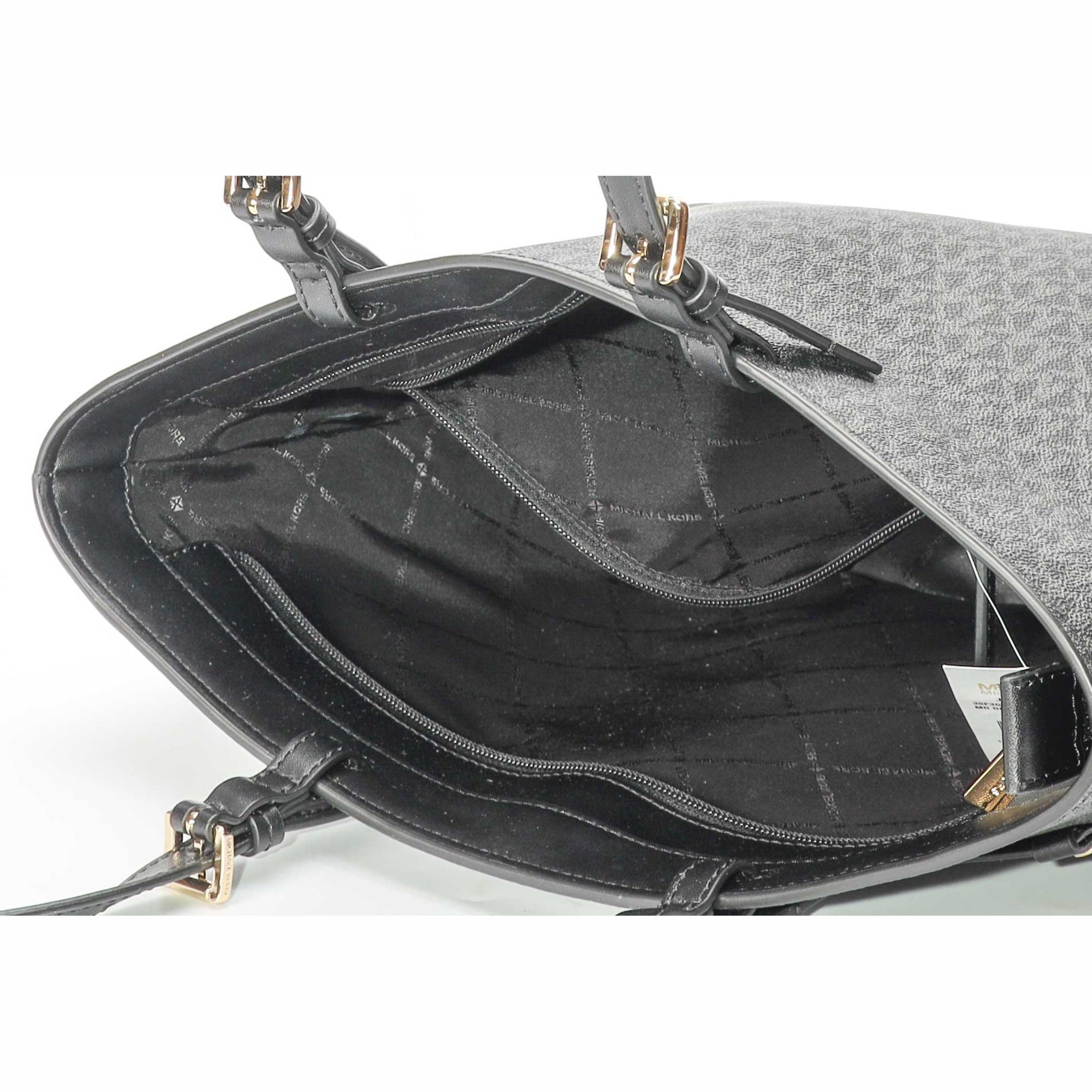 Michael Kors Black Jet Set Medium Logo Pocket Tote