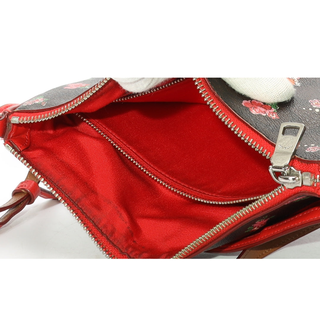 Coach Rose Print Brown Crossbody Bag
