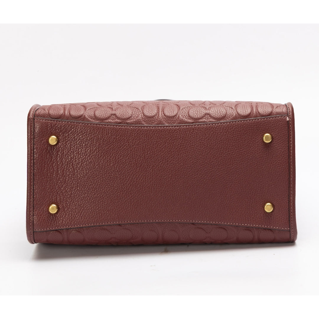 Coach Maroon Field Tote In Signature Leather
