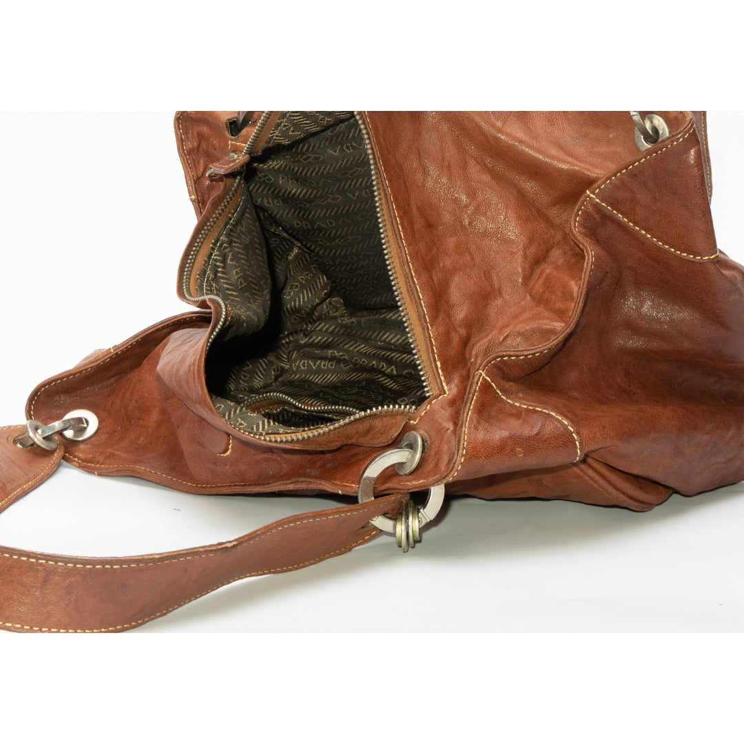 Prada Brown Leather Shoulder Bag
