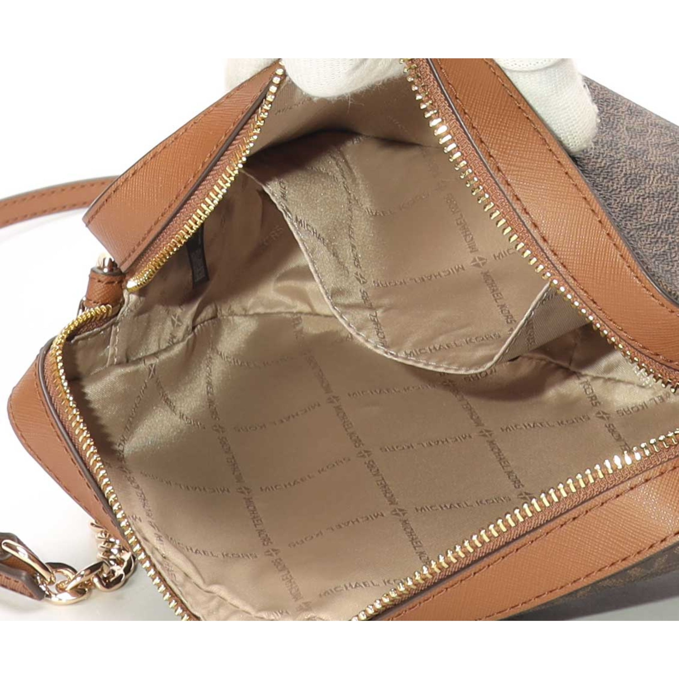 Michael Kors Brown Jet Set Logo Camera Crossbody Bag