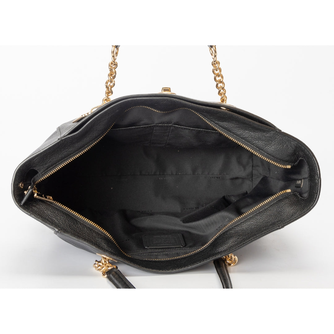 Coach Turnlock Chain Black Tote Bag