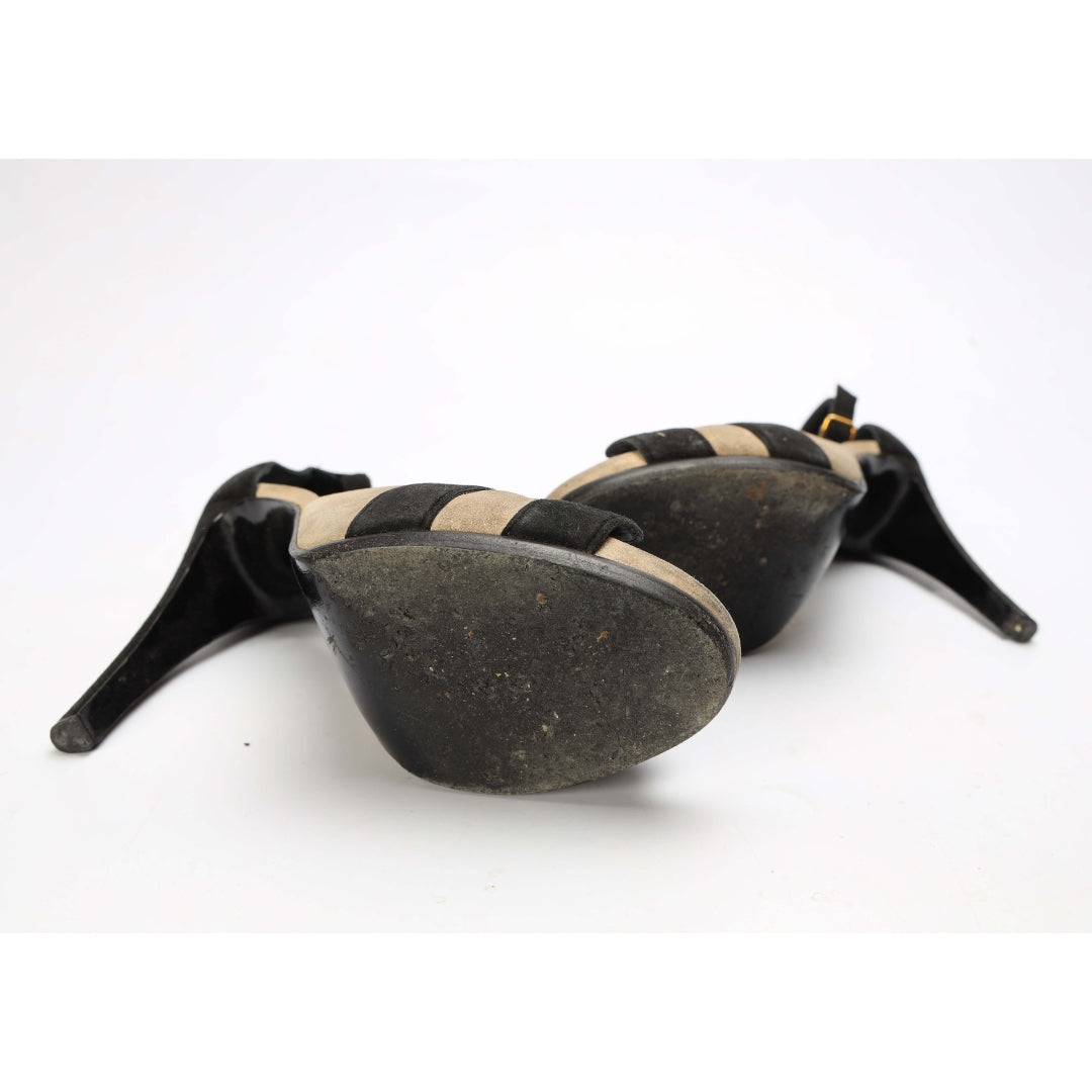 Hermes Ella Suede Platform Ankle Strap Sandals