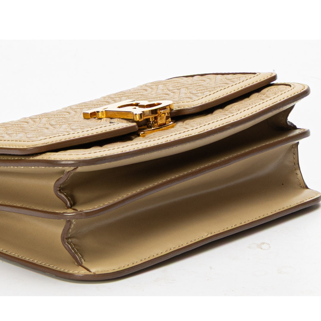 Burberry Beige Quilted Monogram TB Shoulder Bag