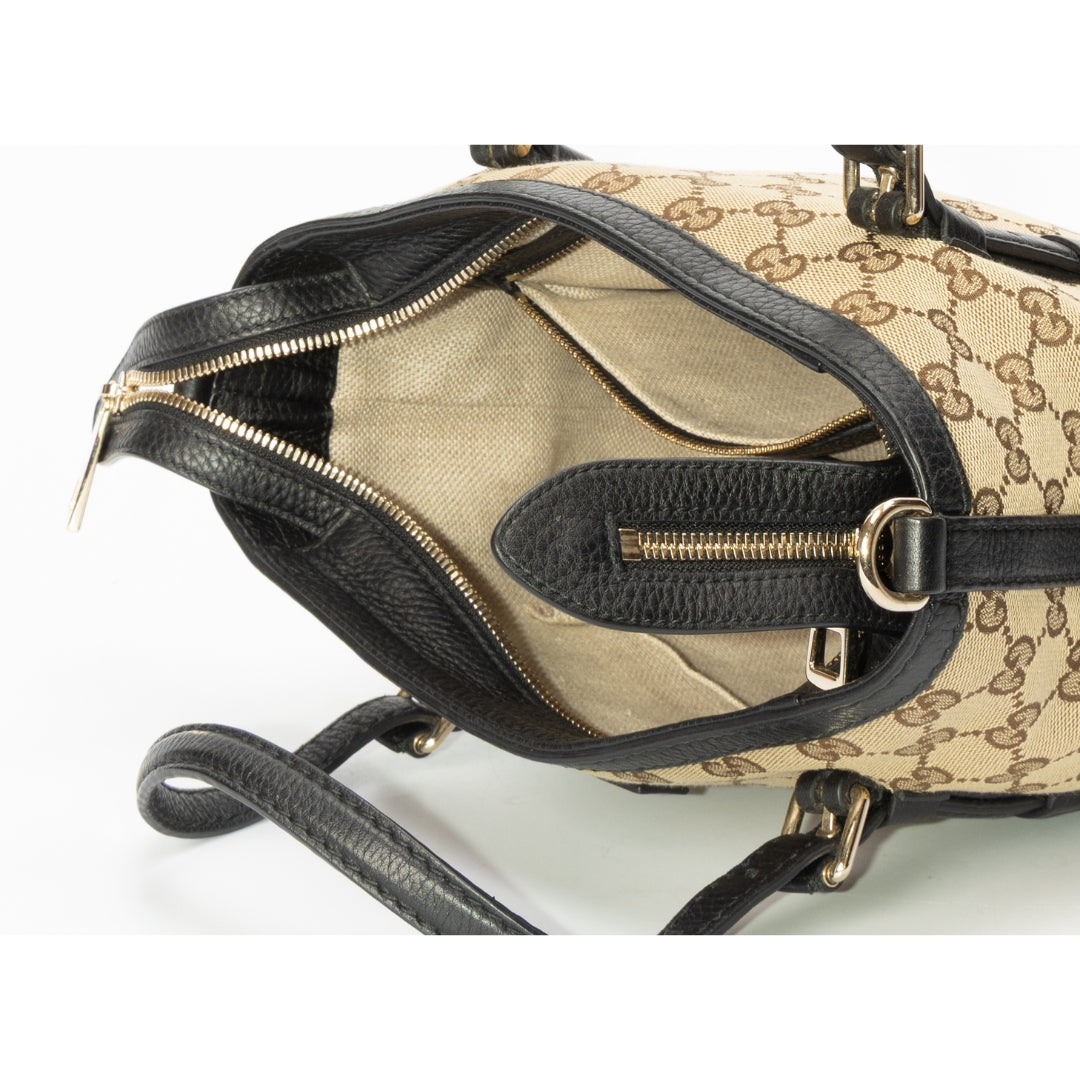 Gucci Beige-Black GG Canvas Classic Tote Bag