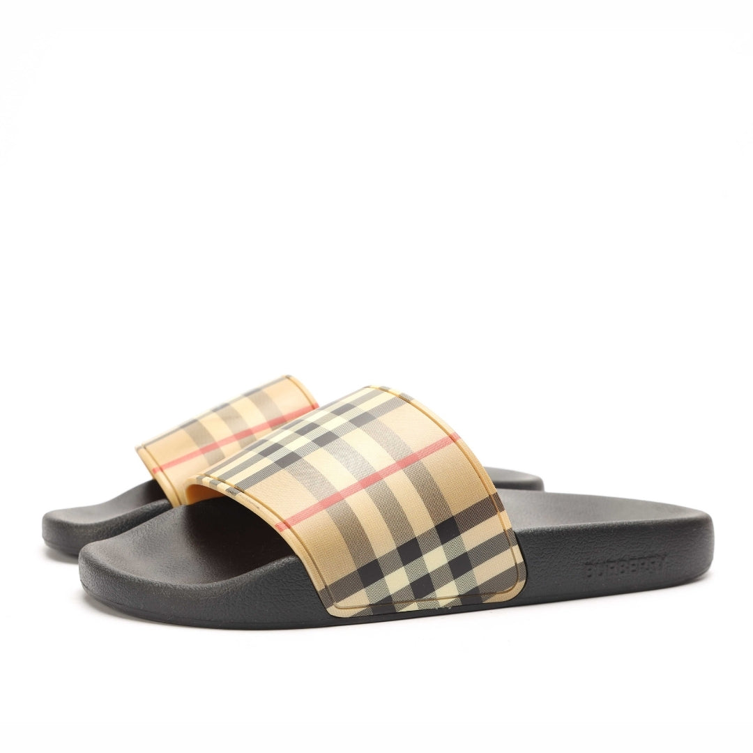 Burberry Beige Check Slides