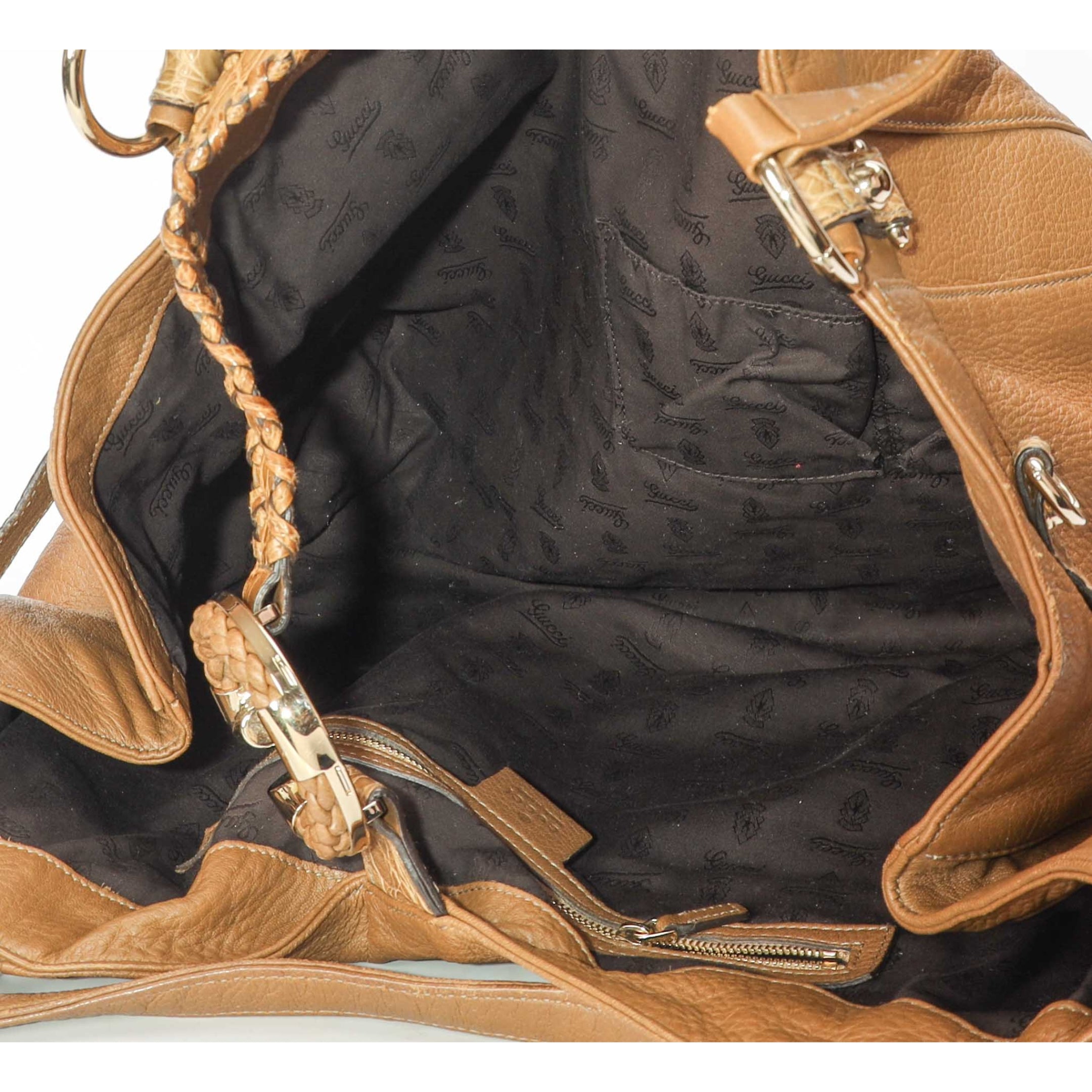 Gucci Tan Crocodile Large G Wave Hobo Bag