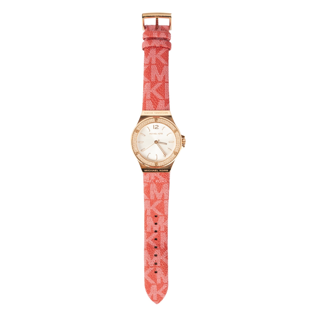 Michael Kors Lennox Pavé Gold-Tone and Logo Watch