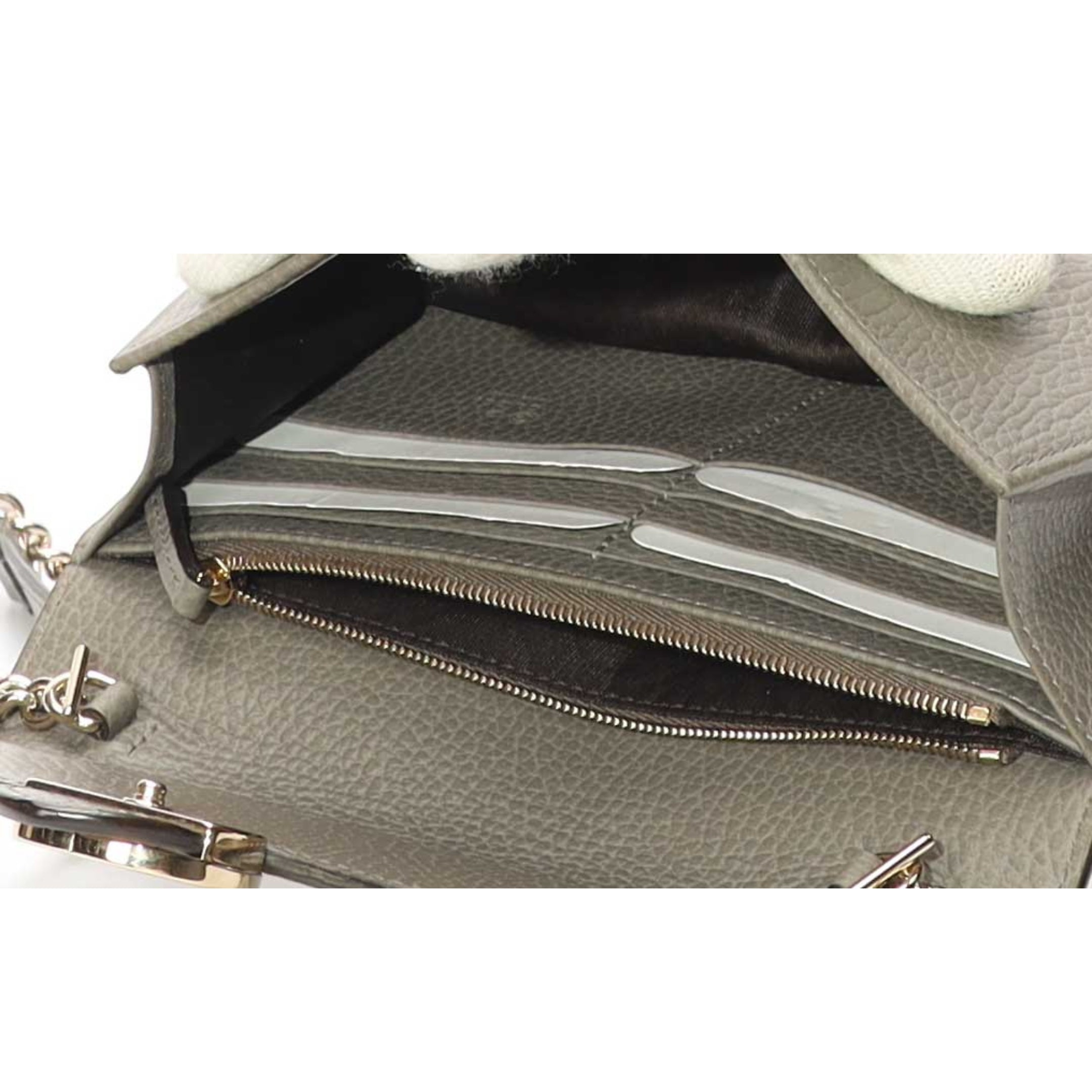 Gucci Grey GG Flap Chain Wallet Crossbody Bag