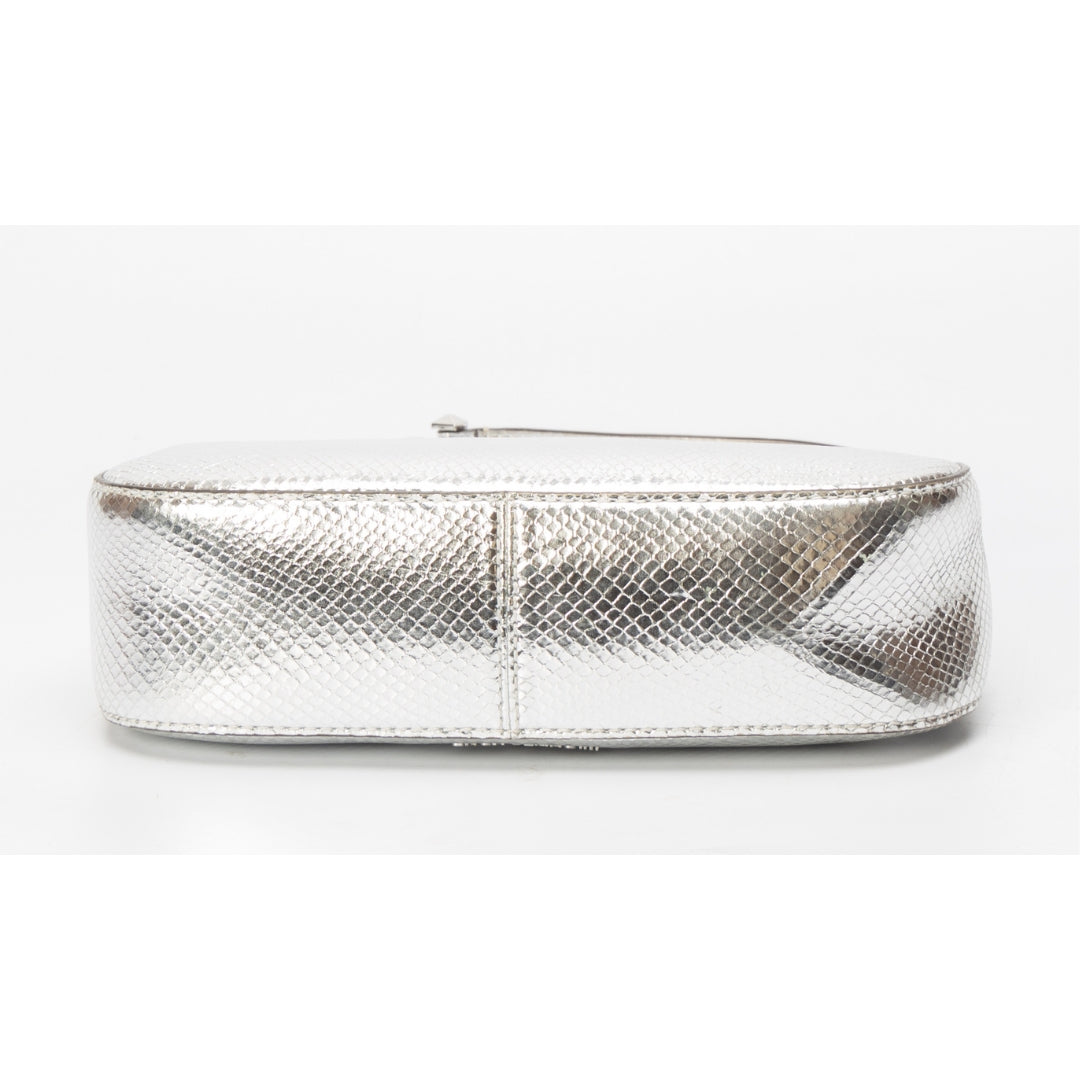 Michael Kors Piper Small Metallic Snake Embossed Leather Shoulder Bag
