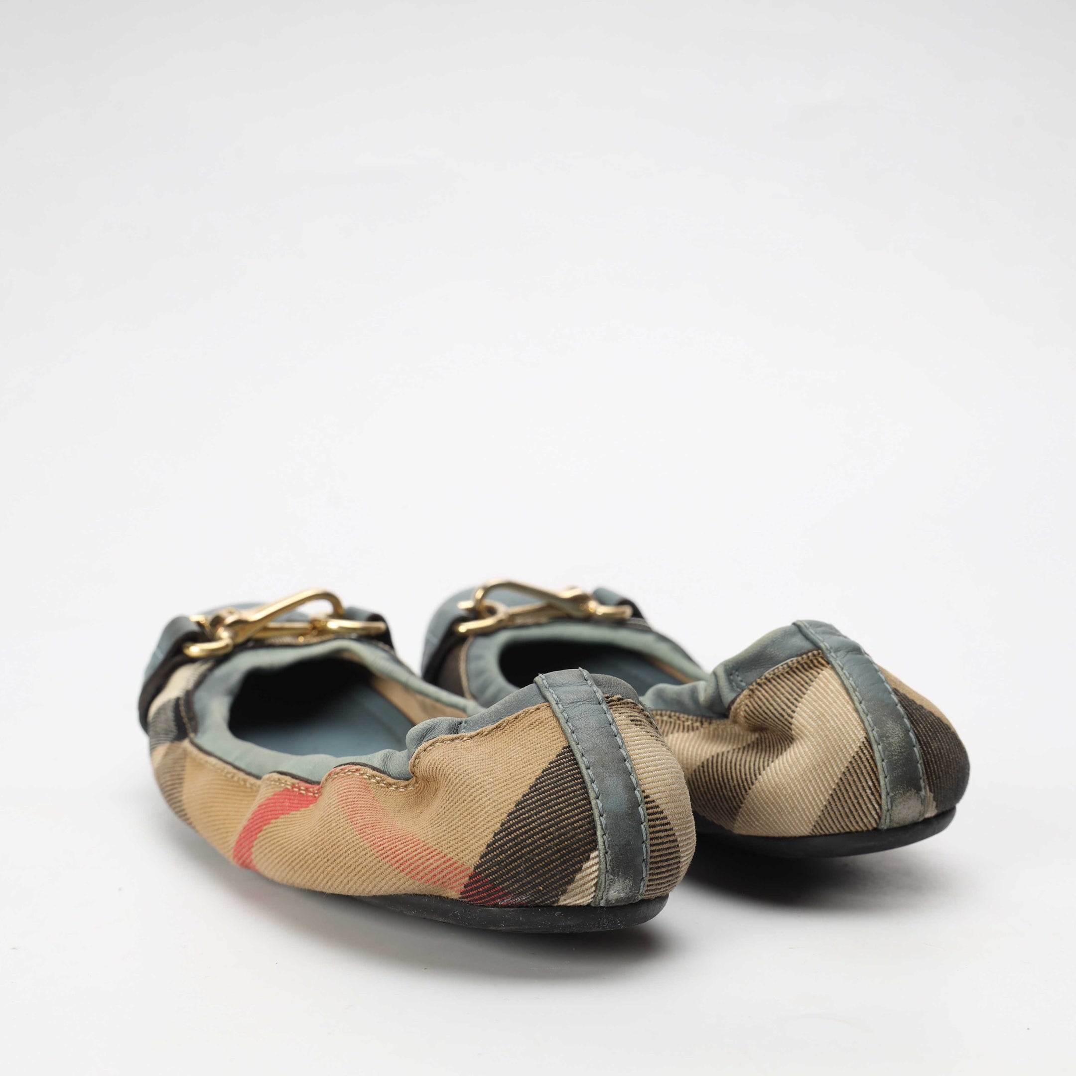 Burberry Blue Check Fawn Ballerinas