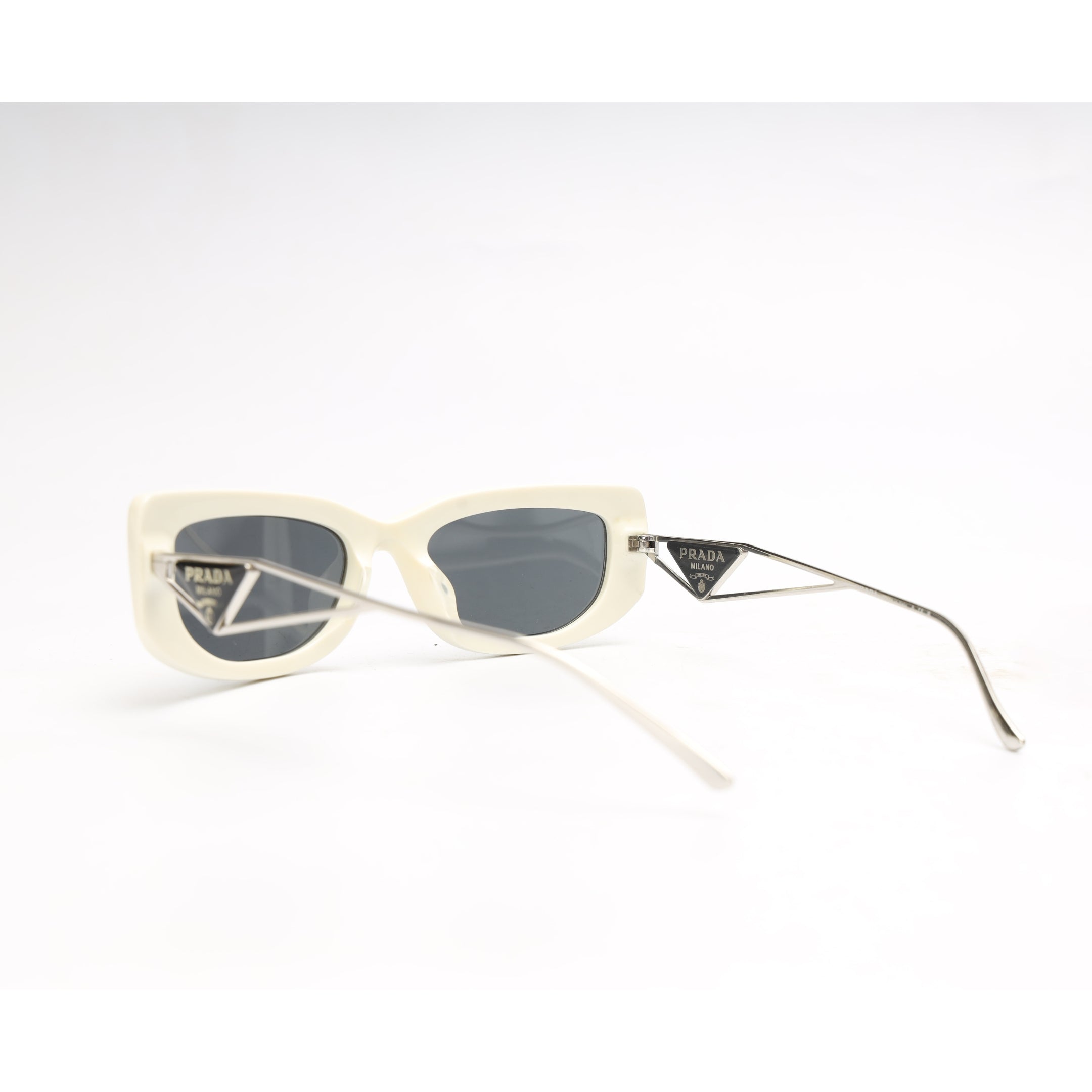 Prada White Logo Frame Rectangle Sunglasses