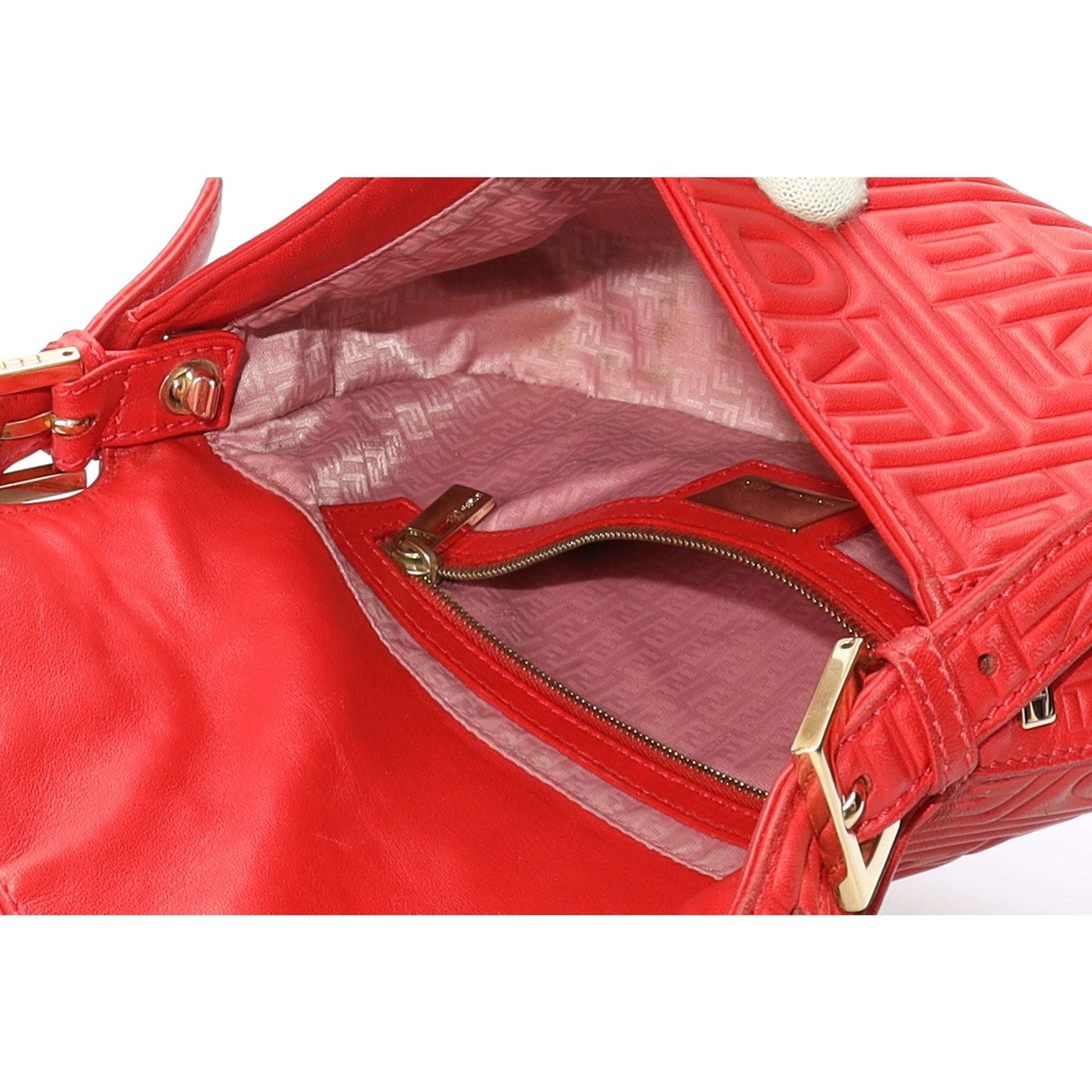 Fendi Red FF Baguette Crossbody Bag