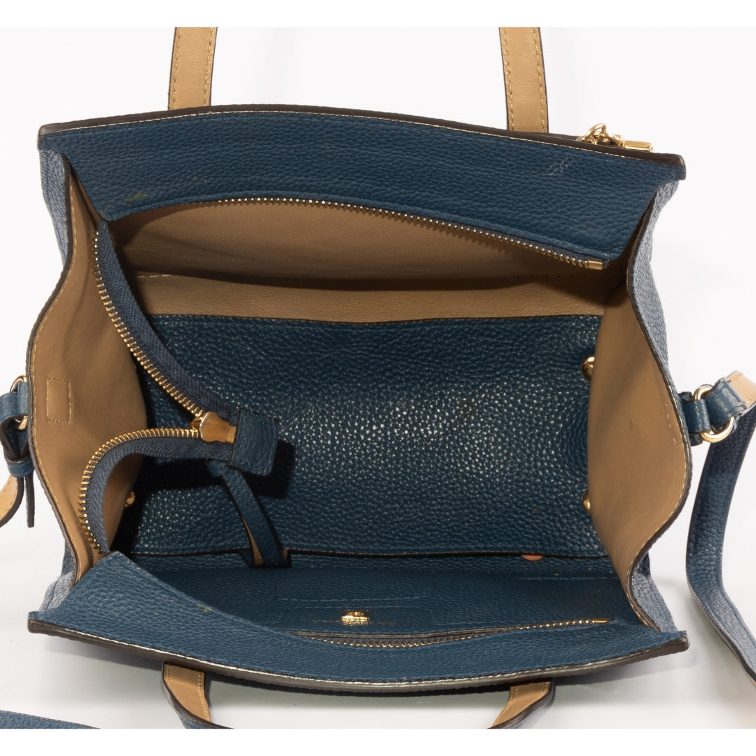 Salvatore Ferragamo Blue Leather Small Amy Satchel