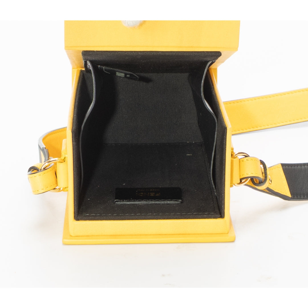 Fendi Vitello Logo Yellow Vertical Box Bag