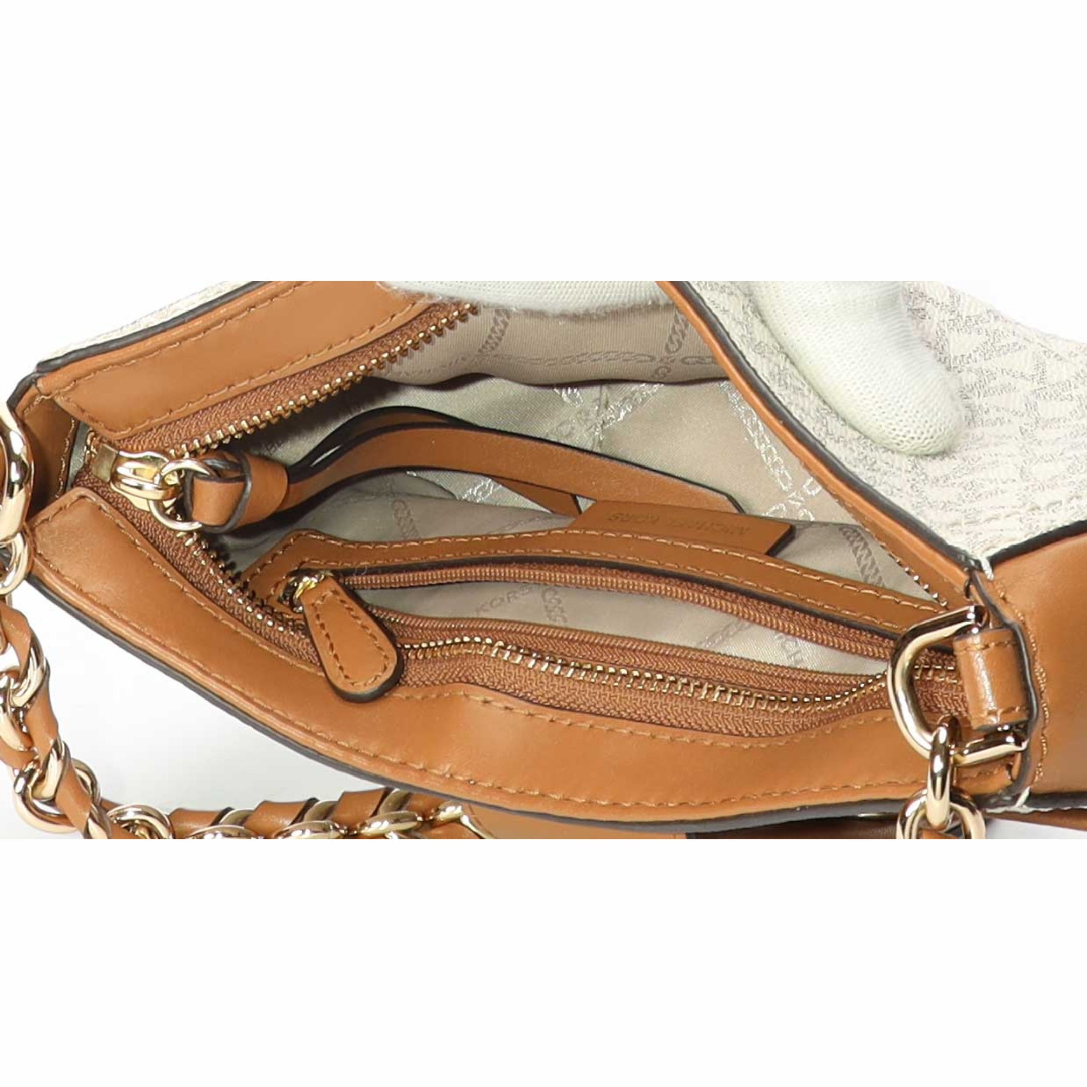 Michael Kors Carmen XS Vanilla Acorn Logo Shoulder Bag