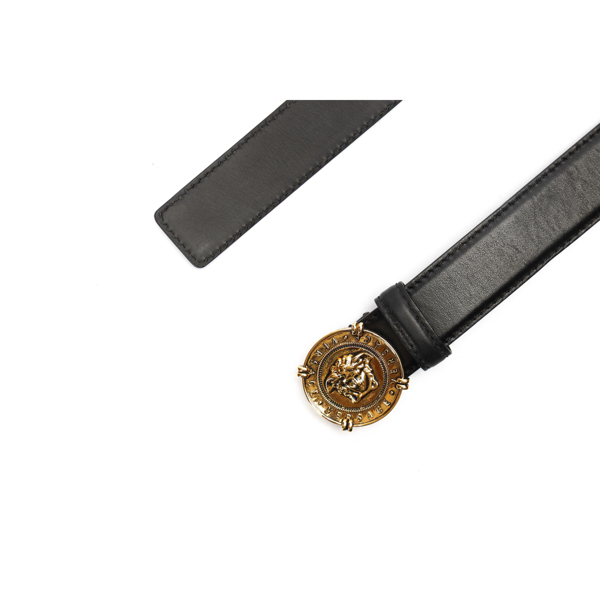 Versace Round Medusa Black Belt
