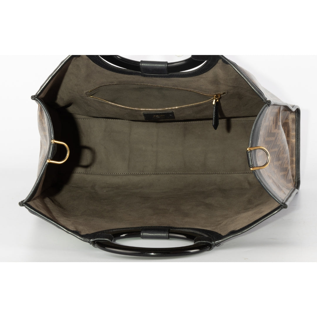 Fendi Zucca Coated Canvas and Leather Runaway Shopper Tote