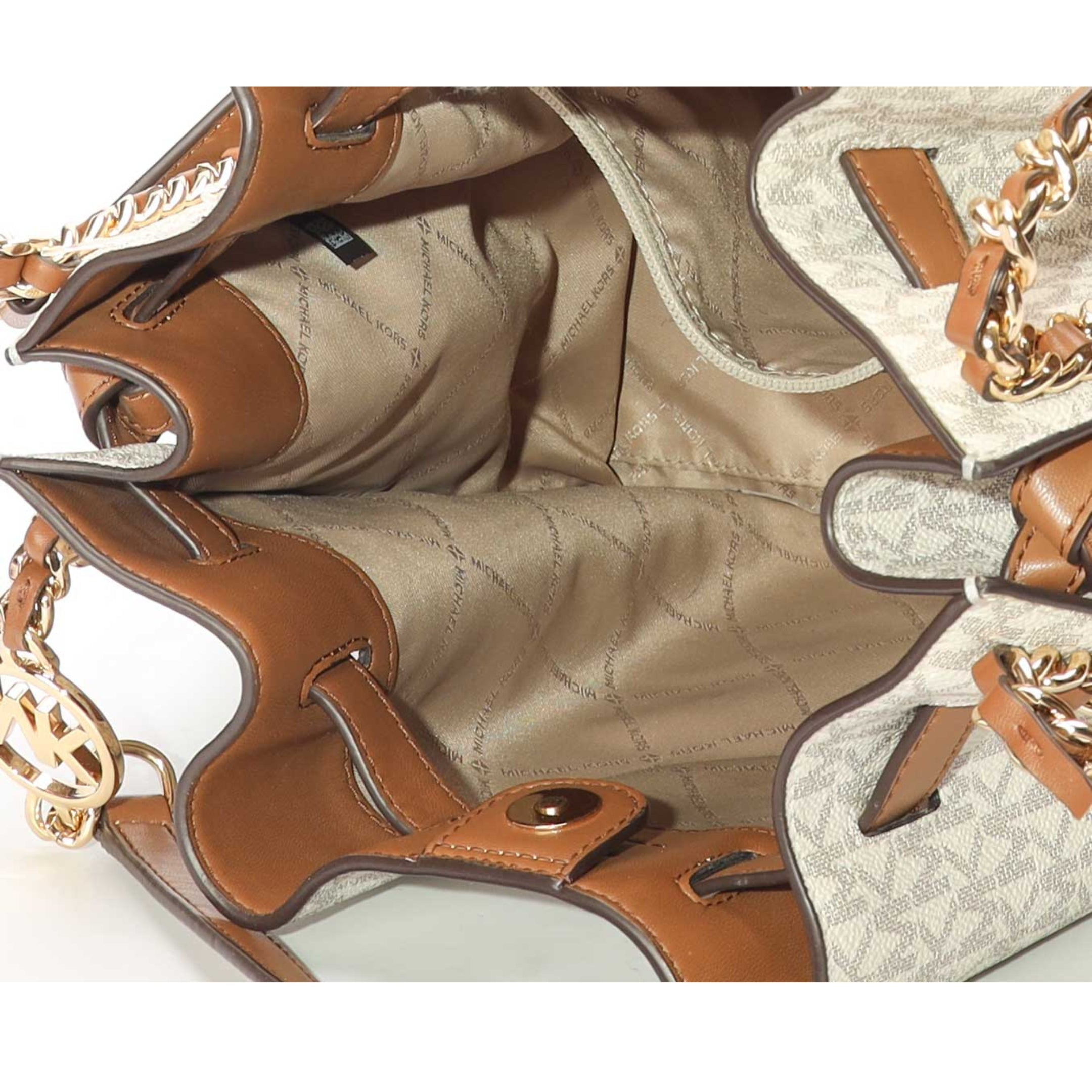 Michael Kors Vanilla Mina Logo Large Shoulder Bag