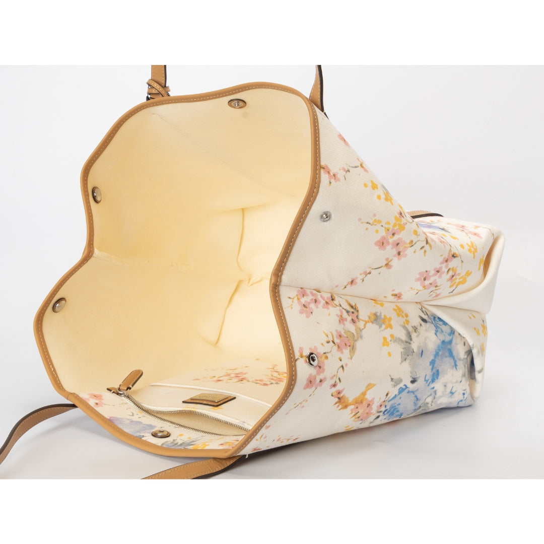 Ralph Lauren Cream Floral Canvas Large Emerie Tote