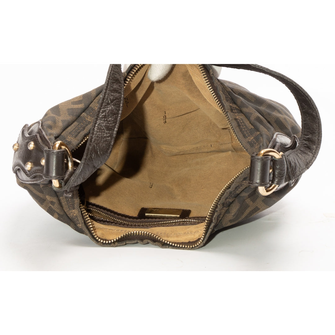 Fendi Croissant Zucca Canvas Monogram Shoulder Bag