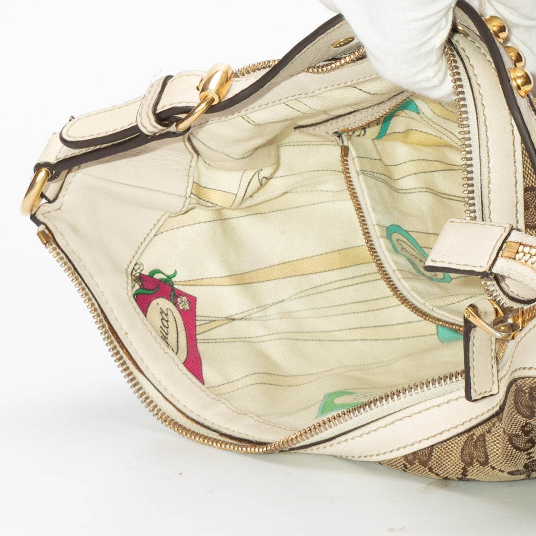 Gucci GG Monogram Biba Studded Hobo Bag