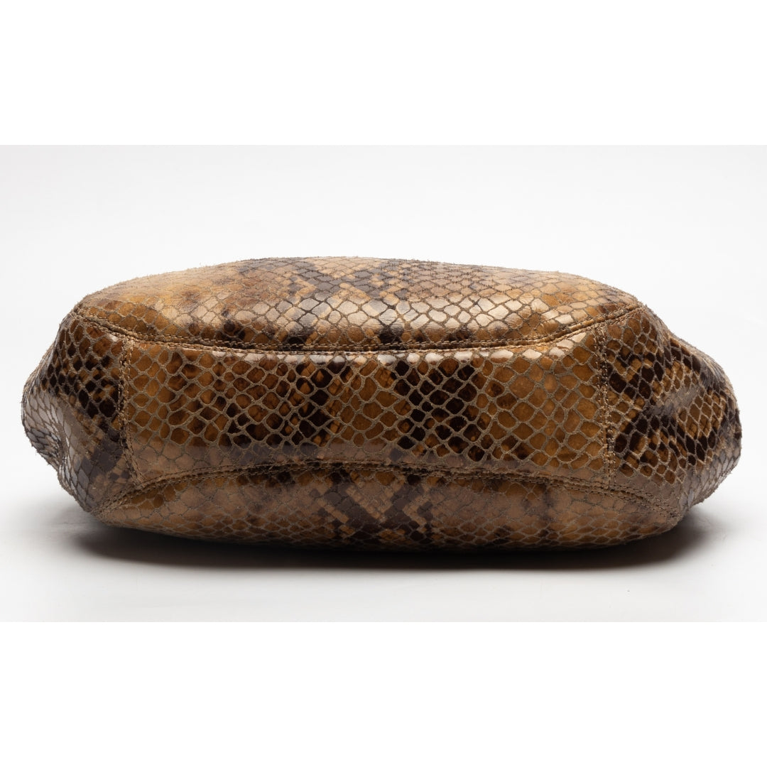 Michael Kors Brown Python Embossed Brown Leather Tote Bag