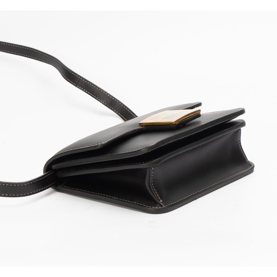 Fendi Black Vitello Grace Matte Duo Baguette